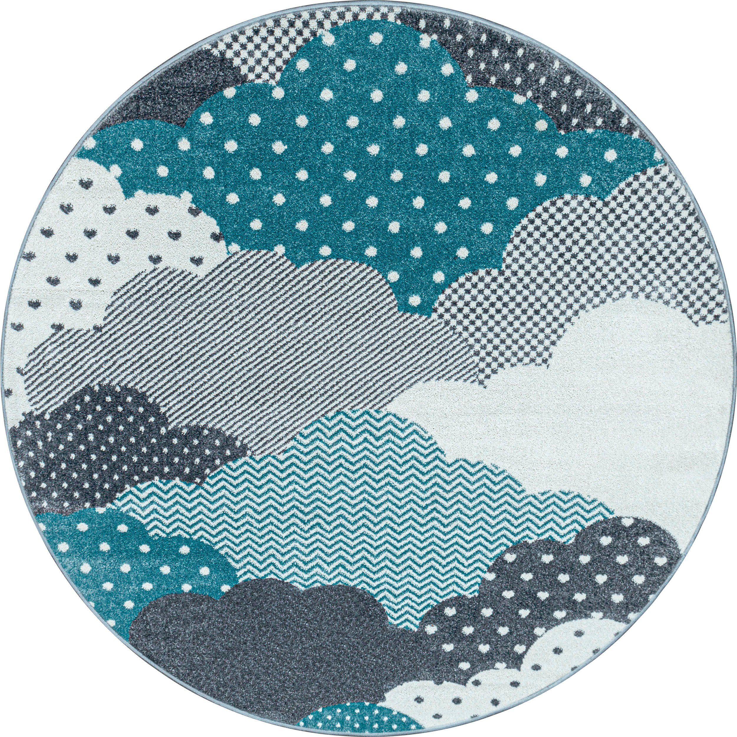 Ayyildiz Teppiche Kinderteppich Bambi 820, auch in rund erhältlich, rund, Höhe: 11 mm, auch in rund, Wolken Motiv, Kurzflor