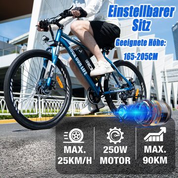 CITYSPORTS E-Bike RCB-RK15 26 ZOLL, 7 Gang, 250w Heckmotor, MTB 36V11.2AH abnehmbarer Akku, Doppelscheibenbremse, Shimano 7G