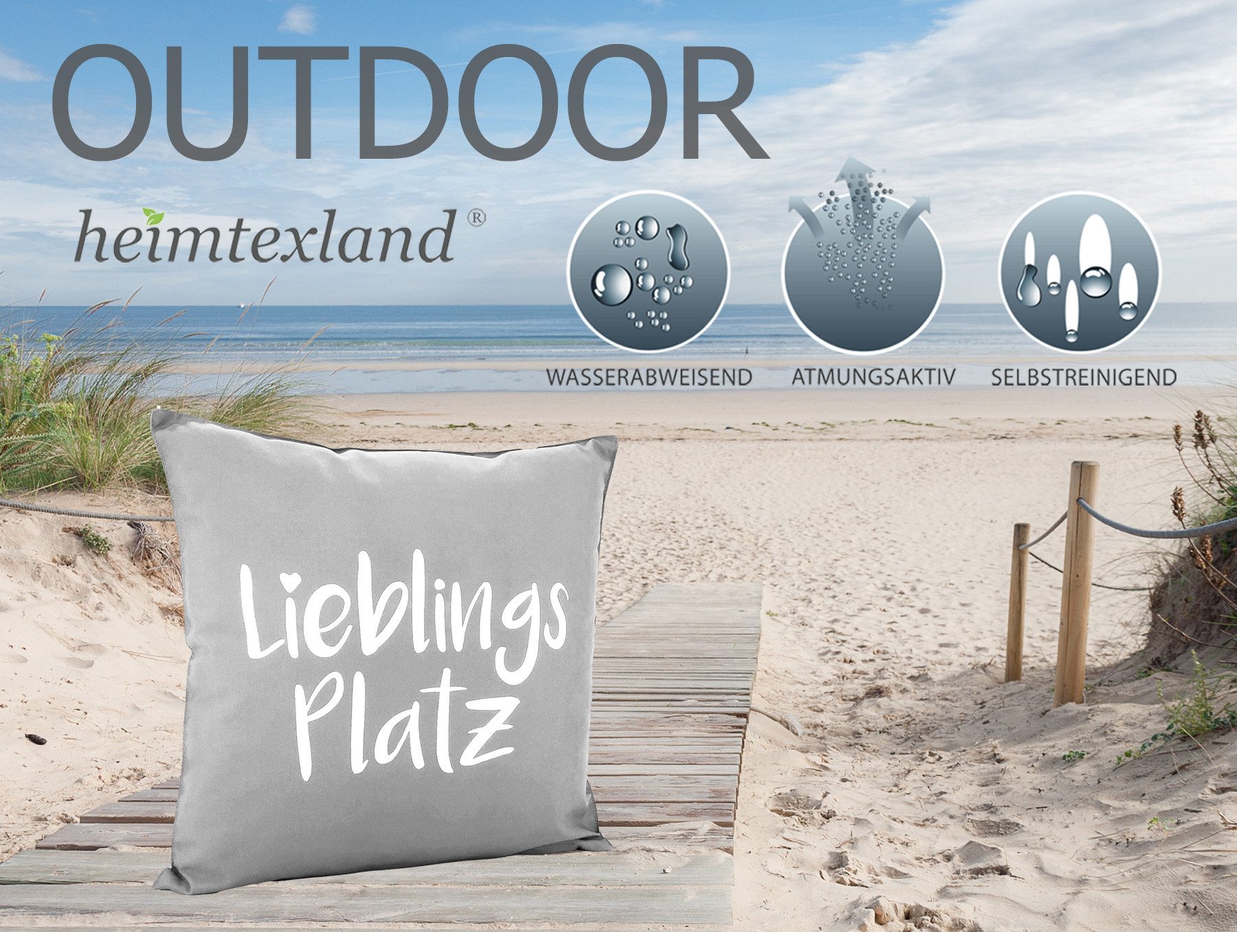 heimtexland Dekokissen Outdoorkissen Garten Deko Outdoor Kissen Maritim, schmutz- und wasserabweisend