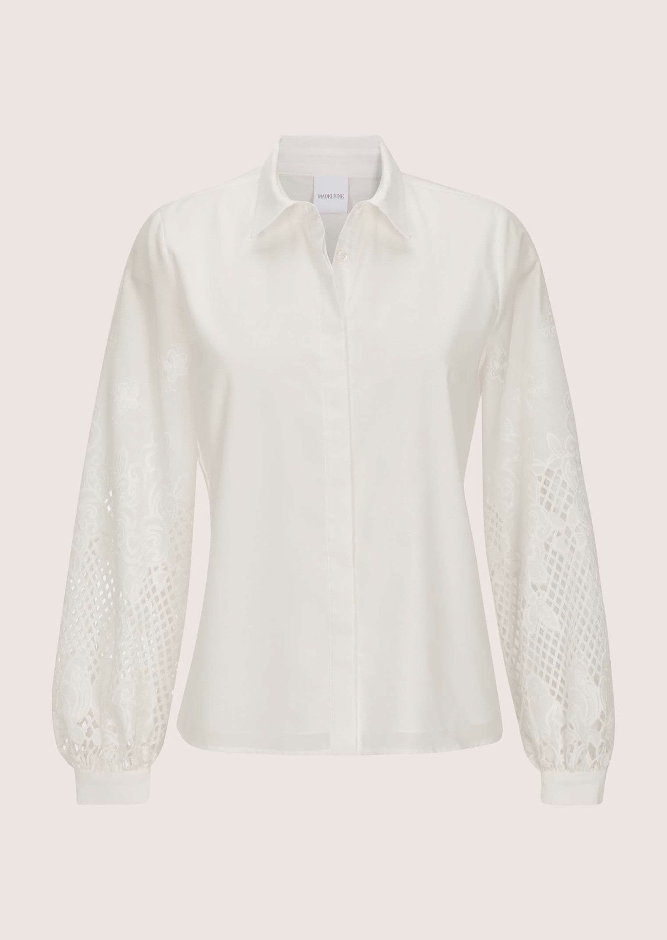 Hemdbluse Blusenshirt mit Lochstickerei