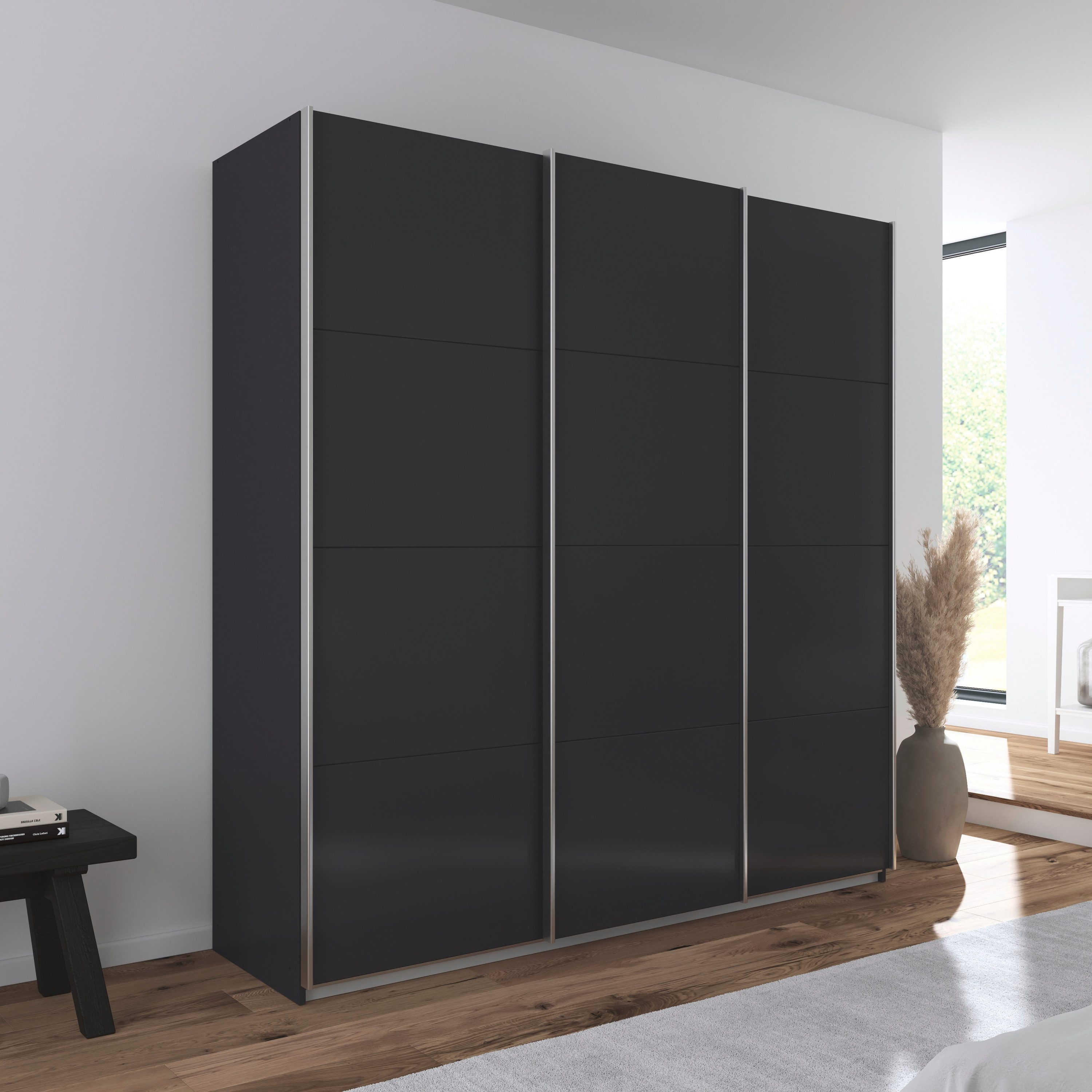 OTTO home Schwebetürenschrank Kleiderschrank Schrank Garderobe AGORDO mit Dekor- oder Hochglanzfront (Breiten 203/271/315/360 cm in drei Griff-Farben - NEU: Farbe SCHWARZ) durchdachte Innenausstattung, in 4 Breiten und 2 Höhen MADE IN GERMANY