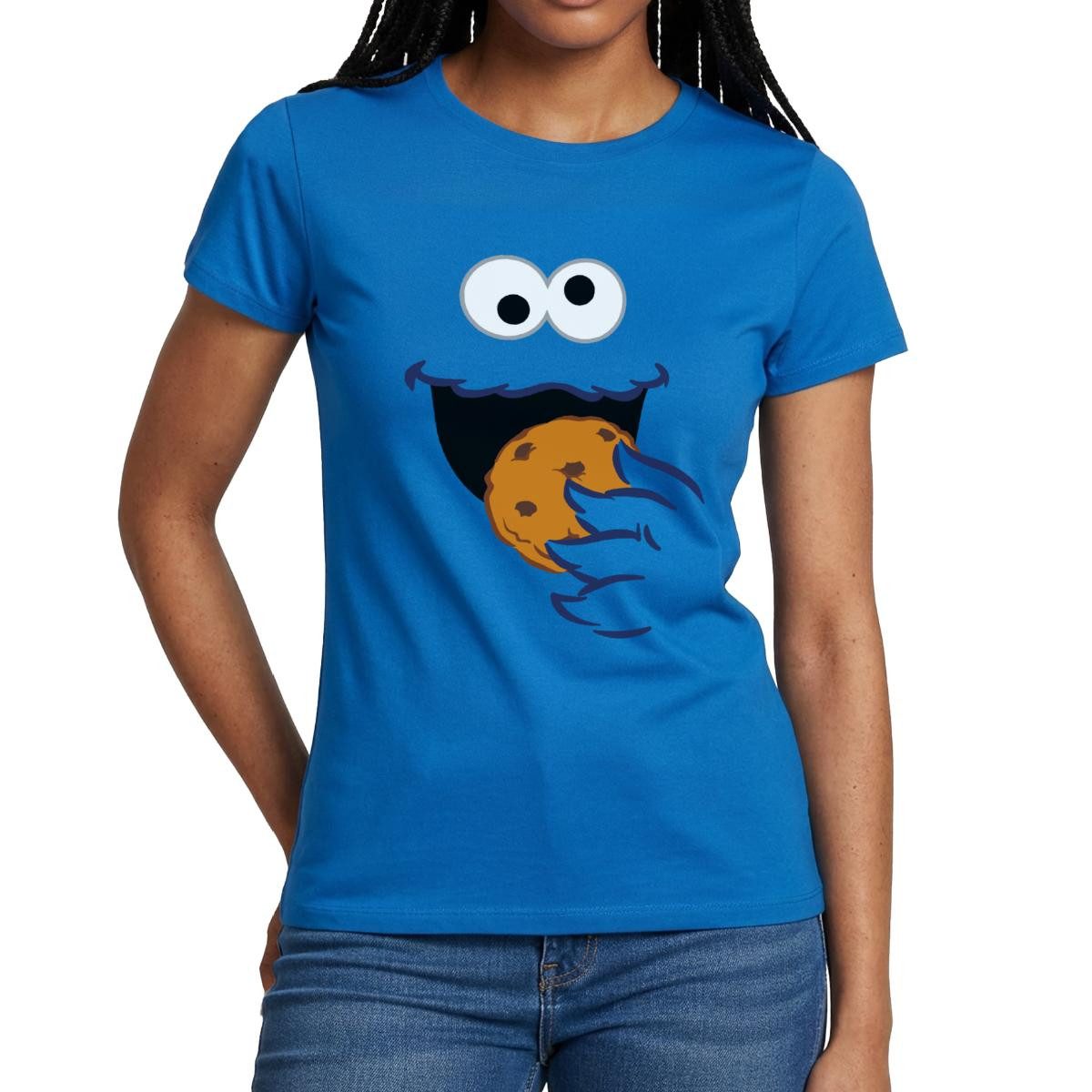 Spreadshirt T-Shirt Sesamstraße Kostüm Krümelmonster Frauen T-Shirt (1-tlg) günstig online kaufen