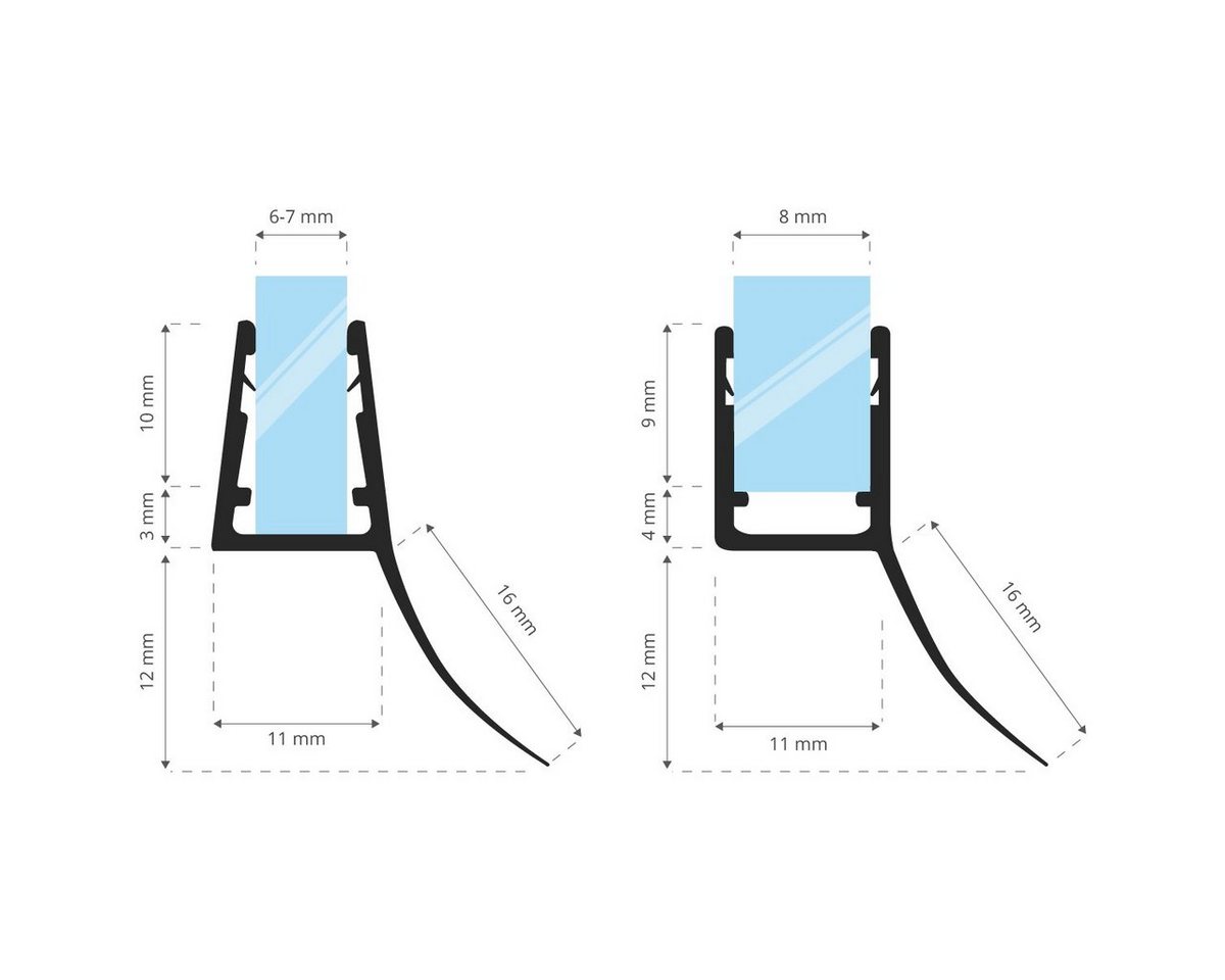 Thumbnail - STEIGNER Duschdichtung 30cm Gerade PVC Ersatzdichtung für Dusche, L: 30 cm, (1 Stück Packung, Einzeldichtung), Glasstärk...