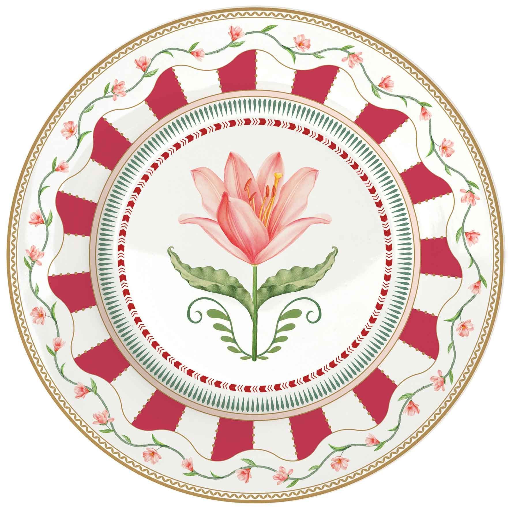 EasyLife Kuchenteller Flowery, Spülmaschinengeeignet, Mehrfarbig, Blumen, ⌀ 19cm, Mehrfarbig, Blumen