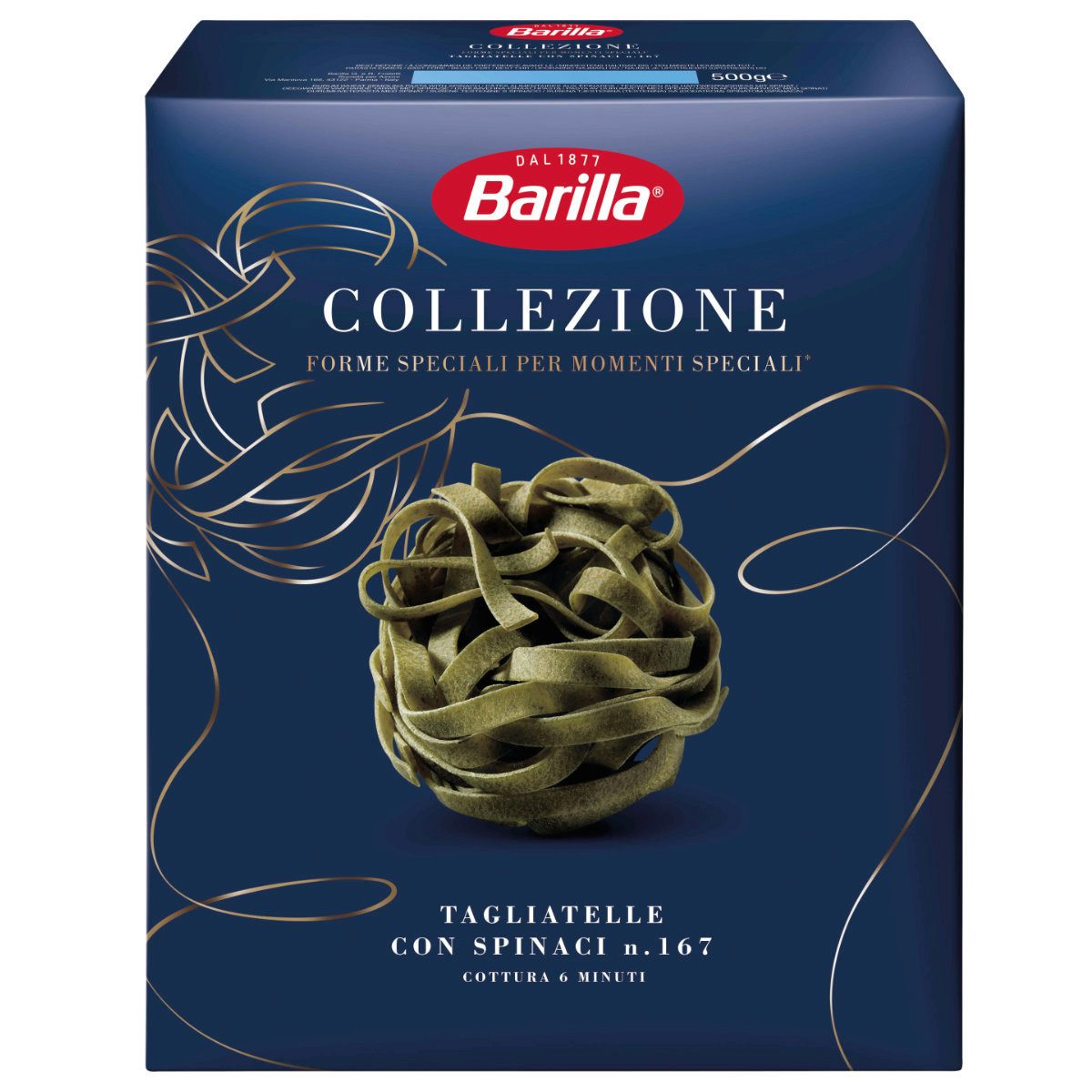 Barilla Nudeln, Barilla Collezione Tagliatelle con Spinaci Pasta aus Hartweizen 500g