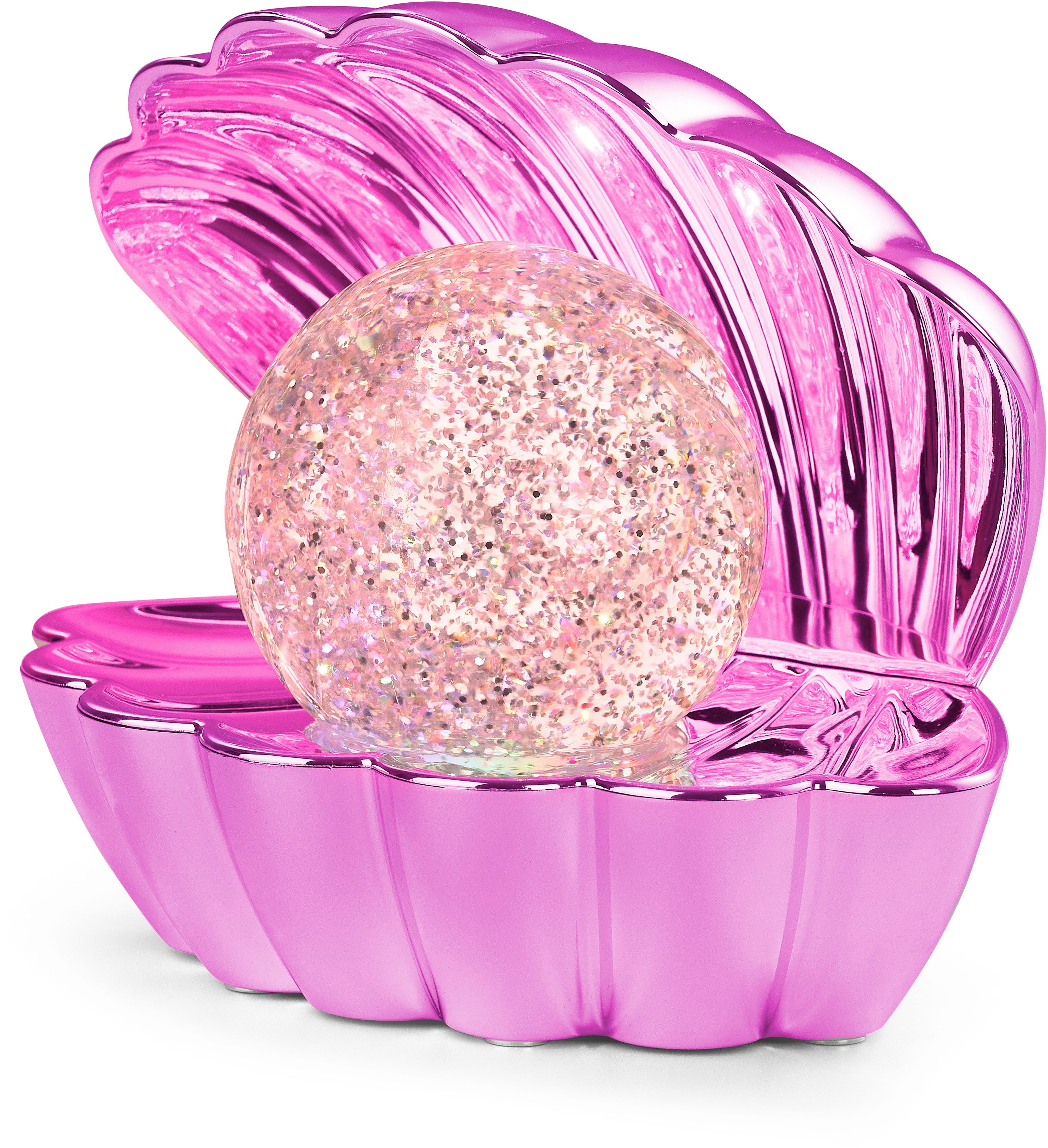 Reality Leuchten LED Tischleuchte SHELLY, Deko Tischlampe in Muschelform mit RGB Farbwechsel, 0,8W 15Lm, Ein-/Ausschalter, Farbwechsel, USB-Ladefunktion, LED fest integriert, RGB, Muschel Tischlampe mit Glitzerkugel und Farbwechsel inkl USB-Ladekabel