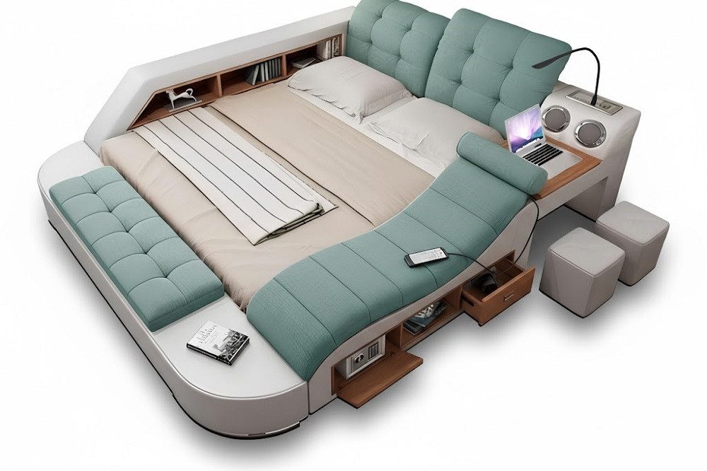Xlmoebel Multimediabett Modernes Luxus Doppelbett Multifunktionsbett Design Sofort (1-tlg), Hergestellt In Europa
