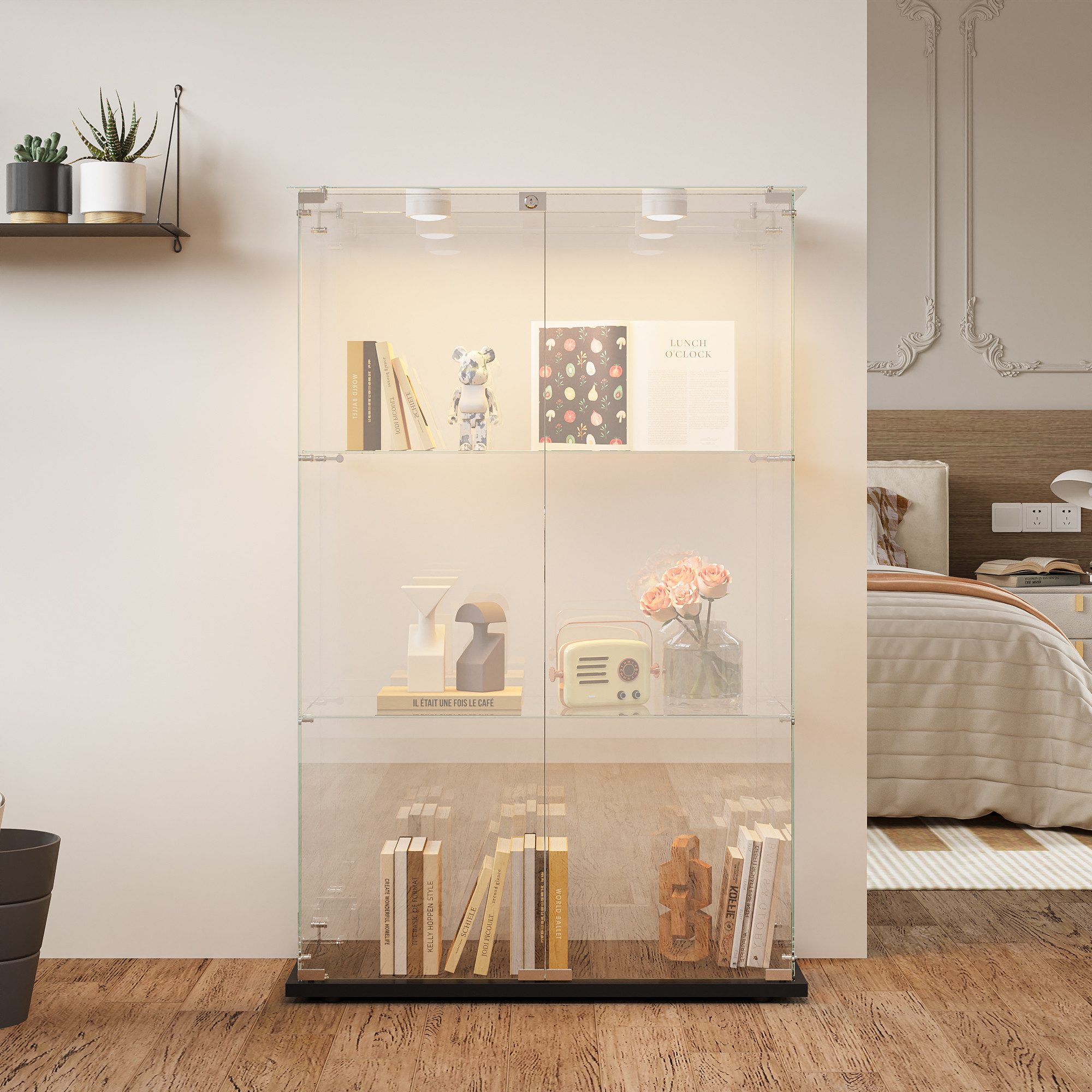FUROKOY Glasvitrine Standvitrinen, Vitrine aus gehärtetem günstig online kaufen