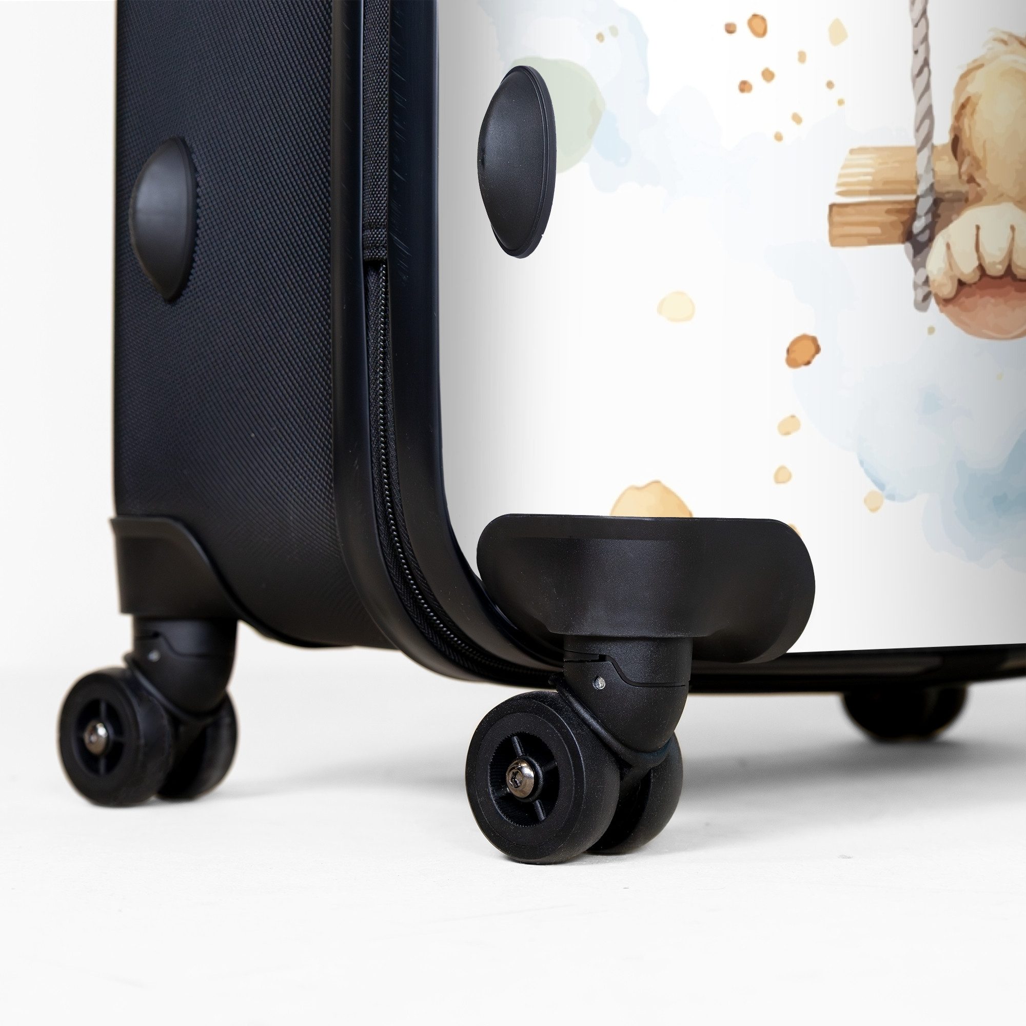 NoBoringSuitcases.com© Kinderkoffer Baby - Aquarell schaukelnder Affe 77 cm - 98 L, 8 Rollen, Großer Reisetasche mit Rollen für 30kg, Kinderkoffer