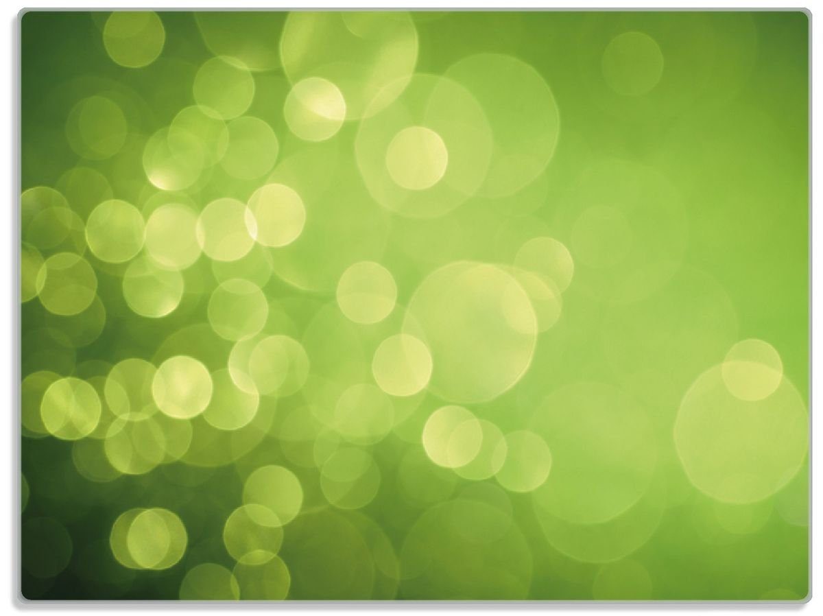 Wallario Schneidebrett Abstrakte grüne Kreise grüne Lichtpunkte, ESG-Sicherheitsglas, (inkl. rutschfester Gummifüße 4mm, 1-St), 30x40cm