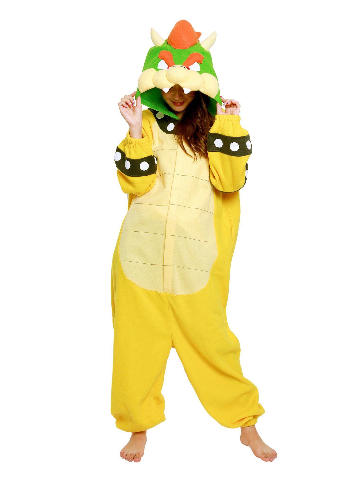 Metamorph Kostüm Super Mario – Bowser Kigurumi Kostüm, Monstermäßiges Original aus Japan: kuscheliger Nintendo-Onesie von S