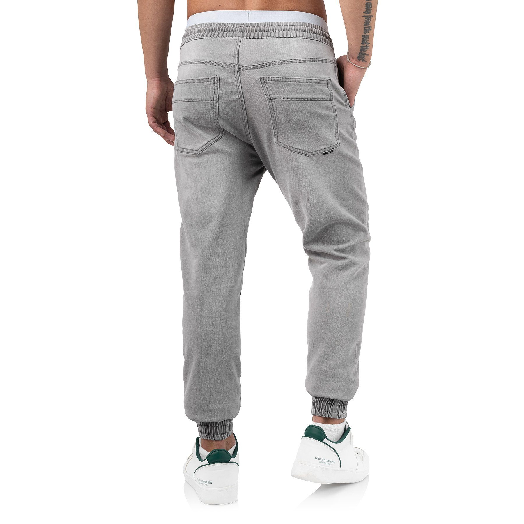 Indicode Schlupfhose Oltjon bequeme lässige Freizeithose in Jeansoptik mit elastischem Bund