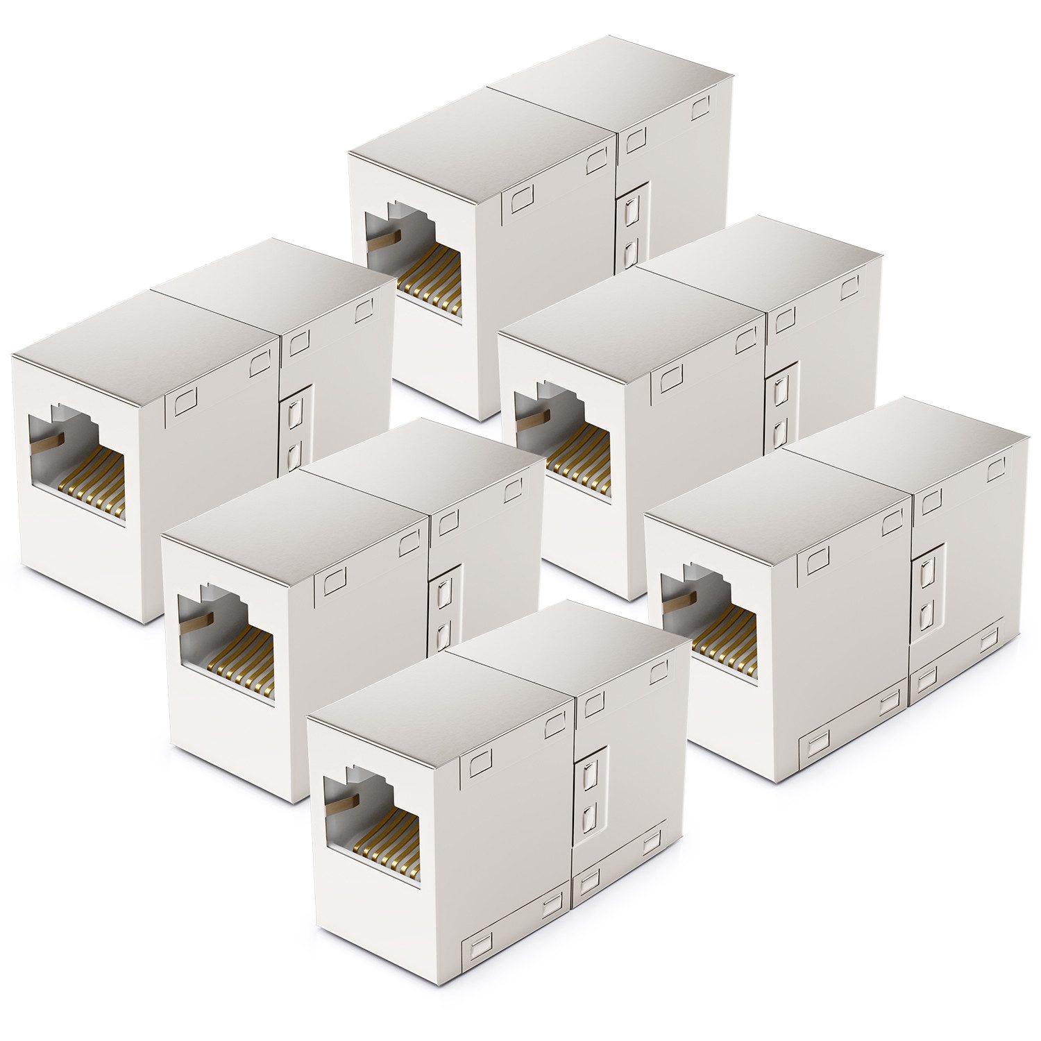 deleyCON deleyCON 6x RJ45 Netzwerkkabel Kupplung Patchkabel Verbinder Modular Netzwerk-Adapter