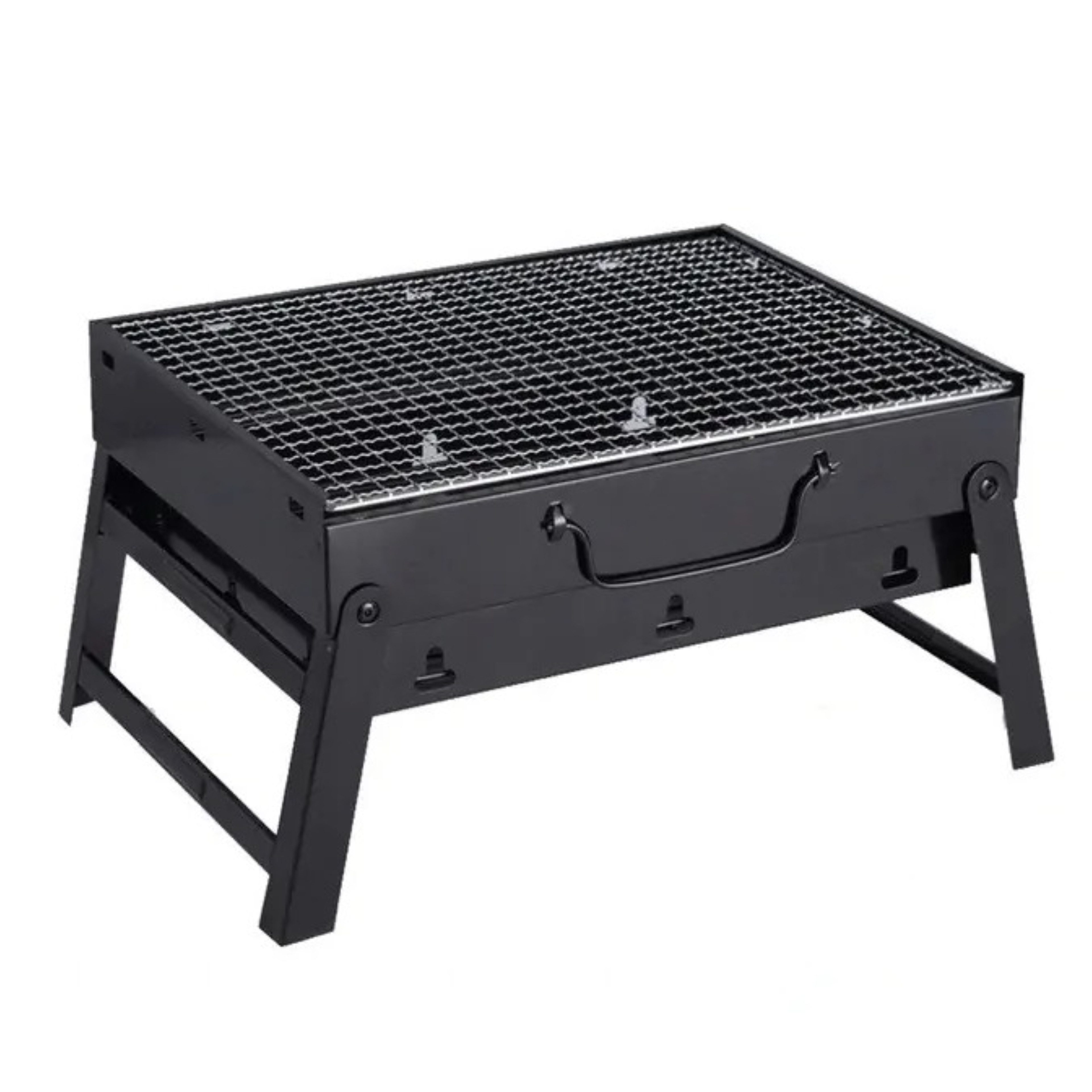 Ideal Cook Holzkohlegrill Tragbarer Holzkohlegrill faltbar Campinggrill Koffergrill Outdoor BBQ, Faltbarer Campinggrill Koffergrill Outdoor BBQ Set kompakt tragbar, Tragbarer Holzkohlegrill im Koffer mit Grillrost und Holzkohlerost, Holzkohlegrill tragbar Campinggrill Koffergrill kompakt Outdoor