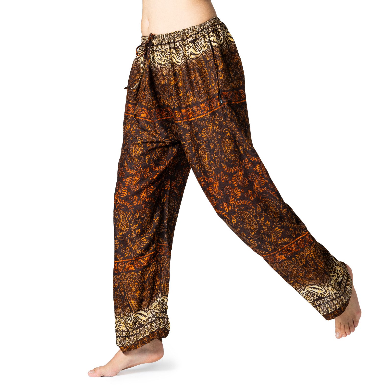 PANASIAM Loungehose orientalische Relaxhose aus 100% Viskose Haremshose weite Wellnesshose alazzohose Muckhose Unisex Strandhose Spa-Hose für Freizeit Festival