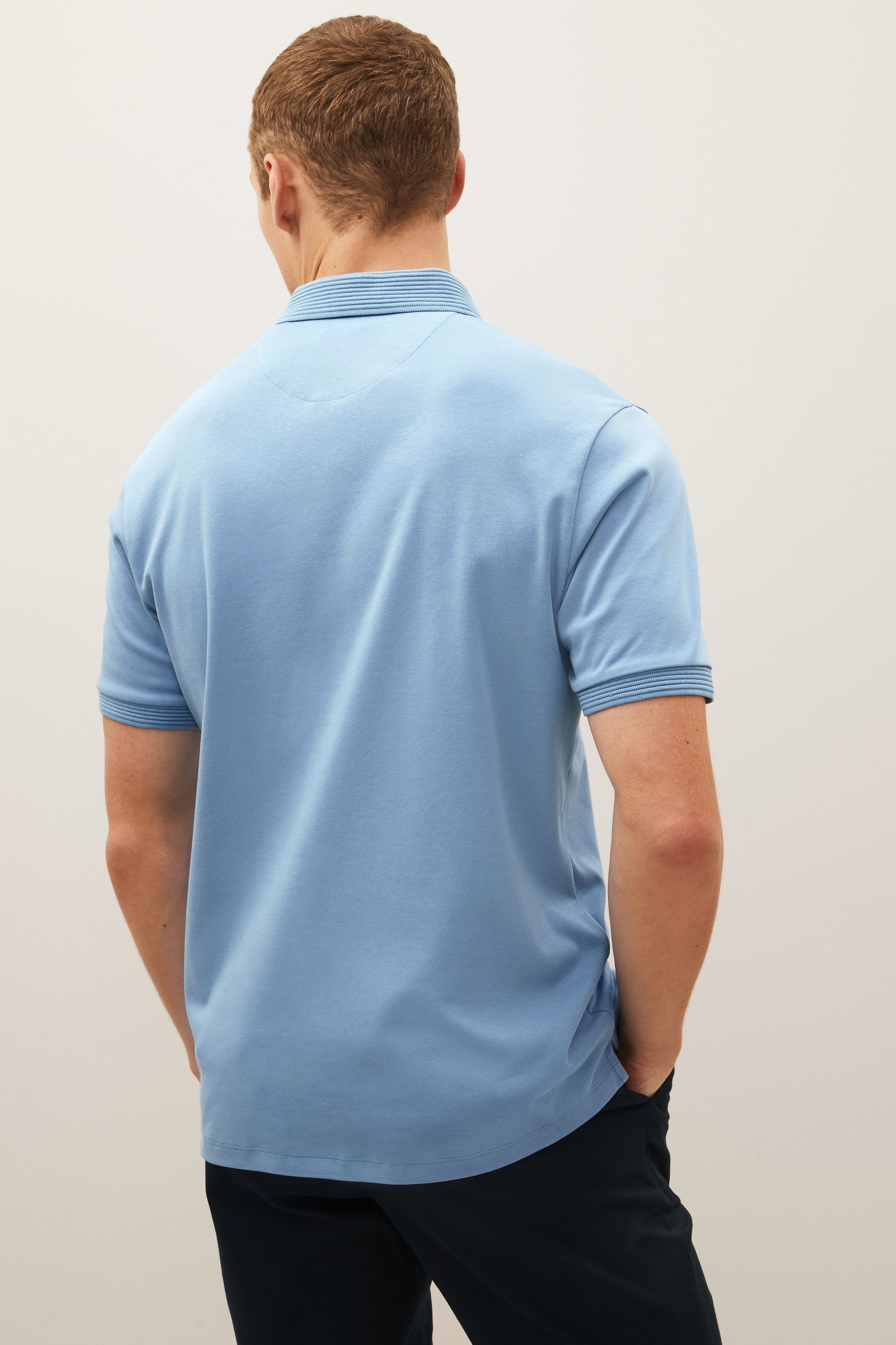 Next Schlichtes Light (1-tlg) Premium-Poloshirt Blue Poloshirt