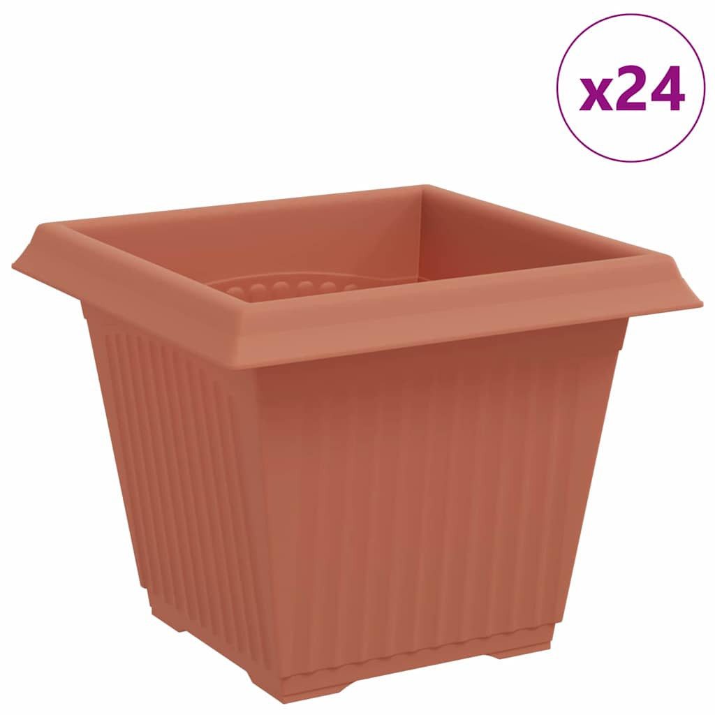 furnicato Blumentopf 20 x 20 x 16 cm Ziegelrot, Blumenkübel mit Entwässerungslöchern und stabilem Rand für den Garten