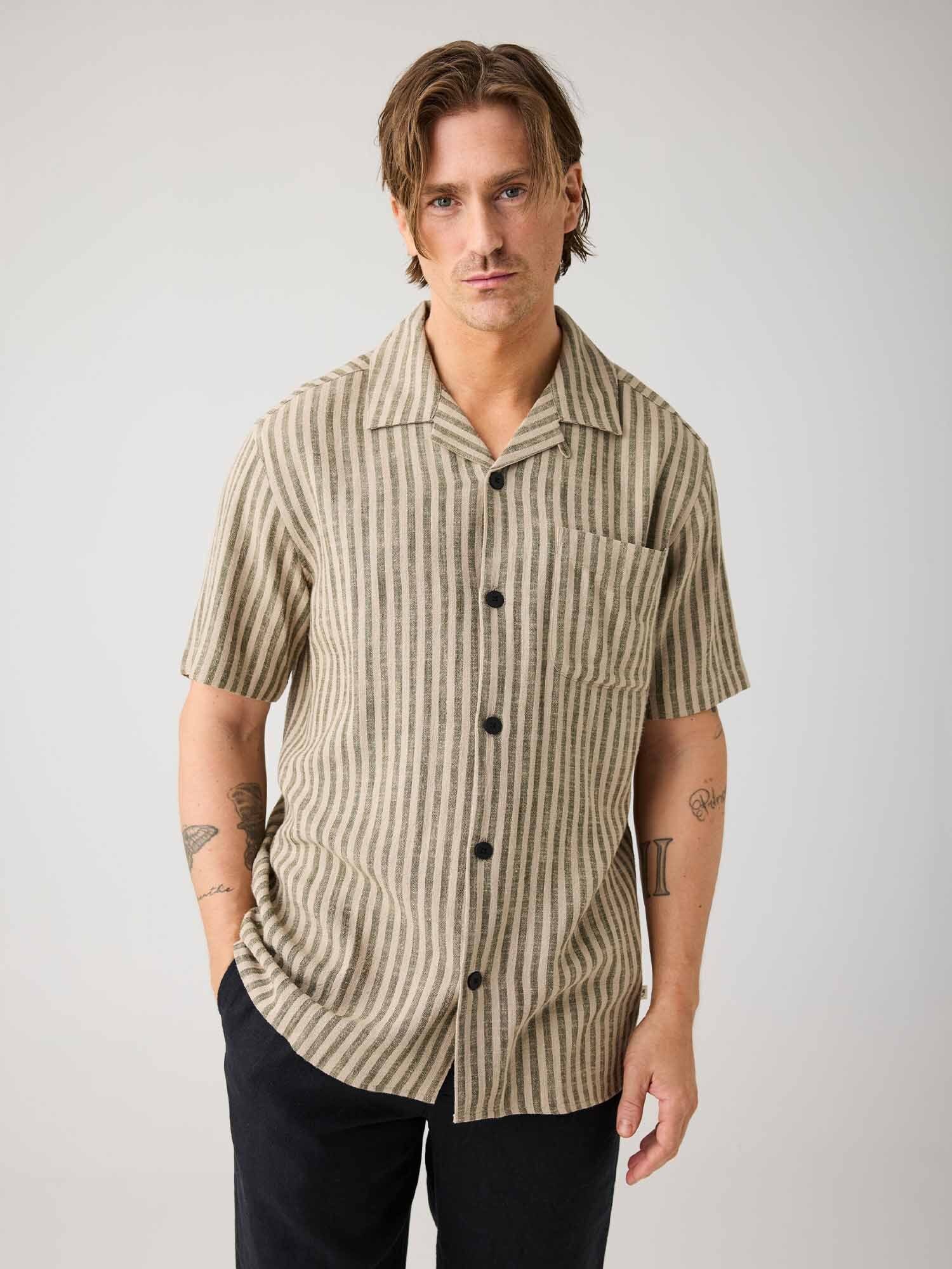 KnowledgeCotton Apparel Kurzarmhemd Relaxed Linen Short Sleeve Shirt