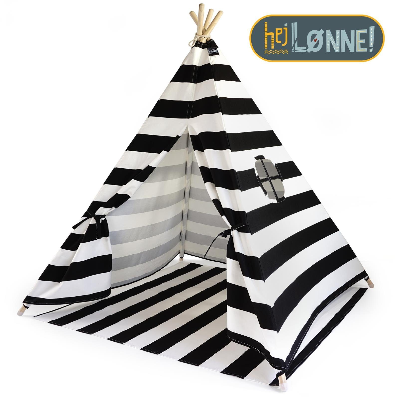 Hej Lønne Tipi-Zelt Tipi Zelt für Kinder schwarz gestreift Kinderzelt, (6er Set)