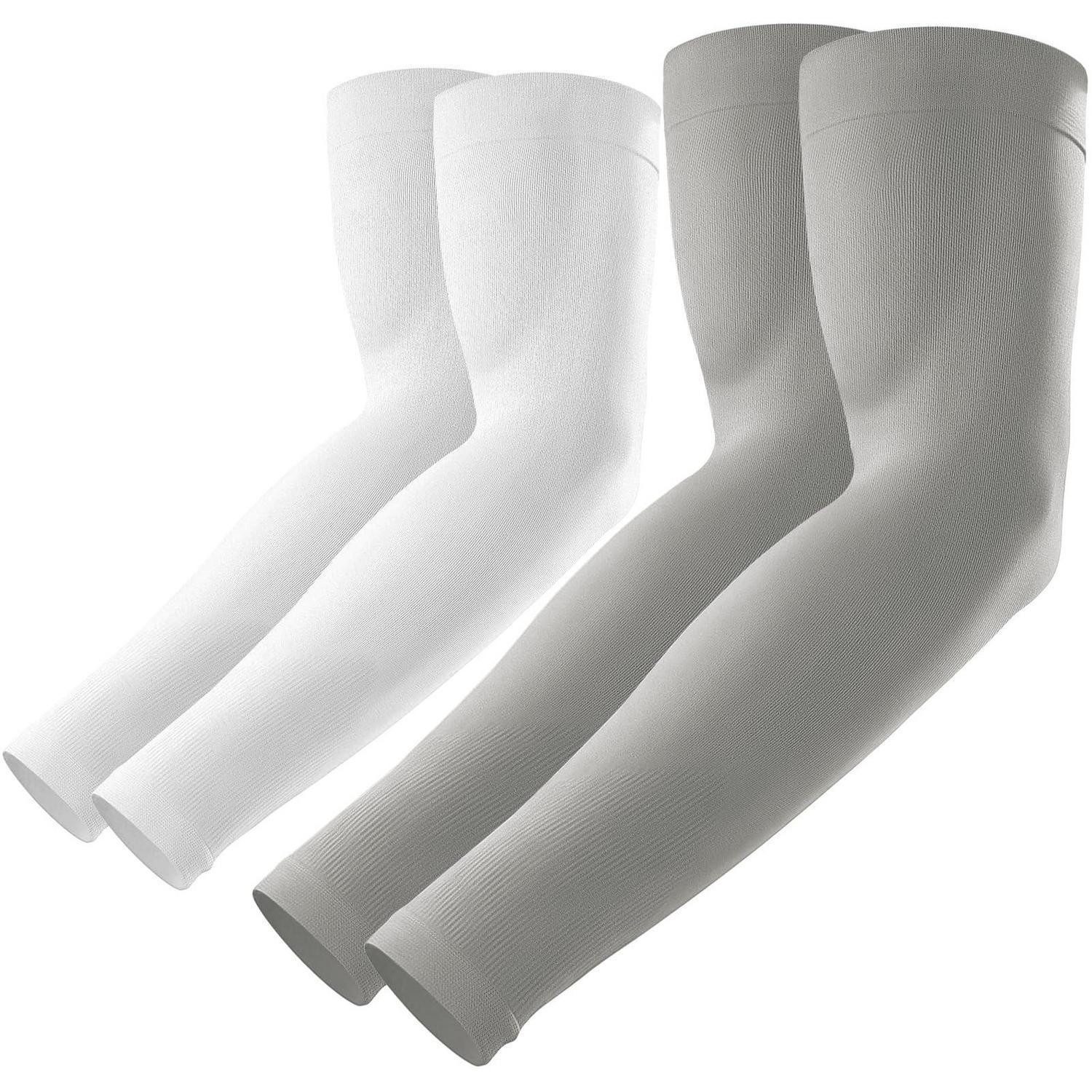 LuxusKollektion Armlinge Armsleeves Damen Herren UV Schutz 2 Paar Weiß Grau
