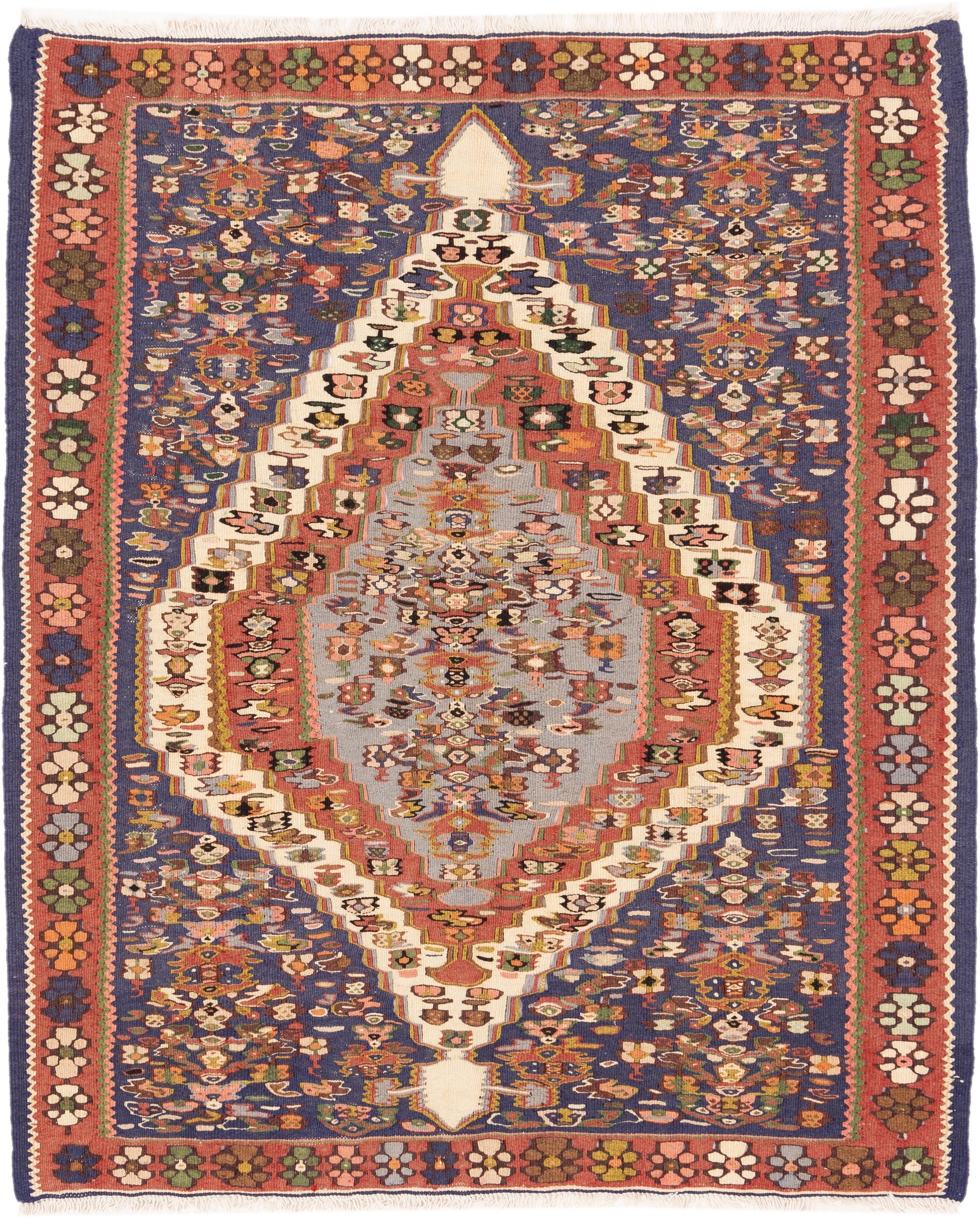 CABBEL Orientteppich Kelim Senneh Teppich 114x140 cm handgewebt Wolle Persien Unikat, rechteckig, Höhe: 4 mm, Unikat; handgewebt; beidseitig nutzbar