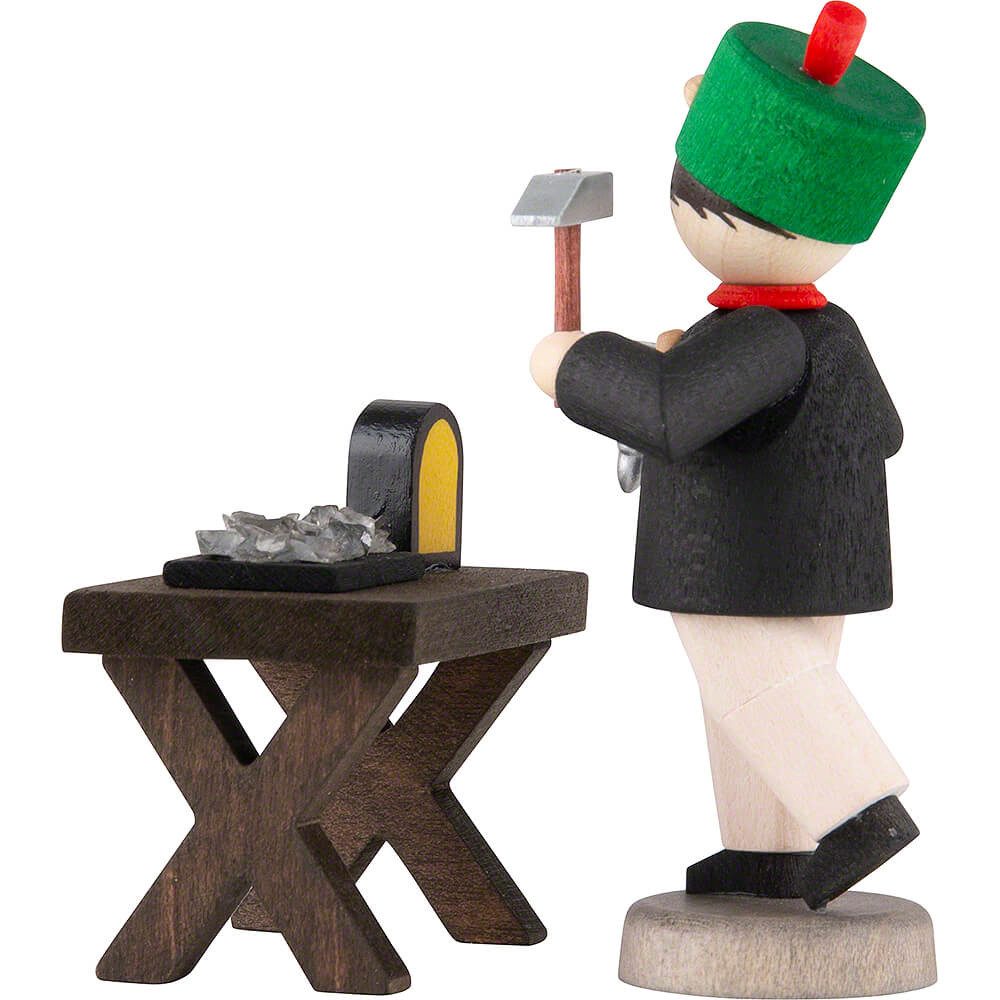 ULMIK Dekofigur Bergmann mit Scheidebank gebeizt (7cm) von ULMIK