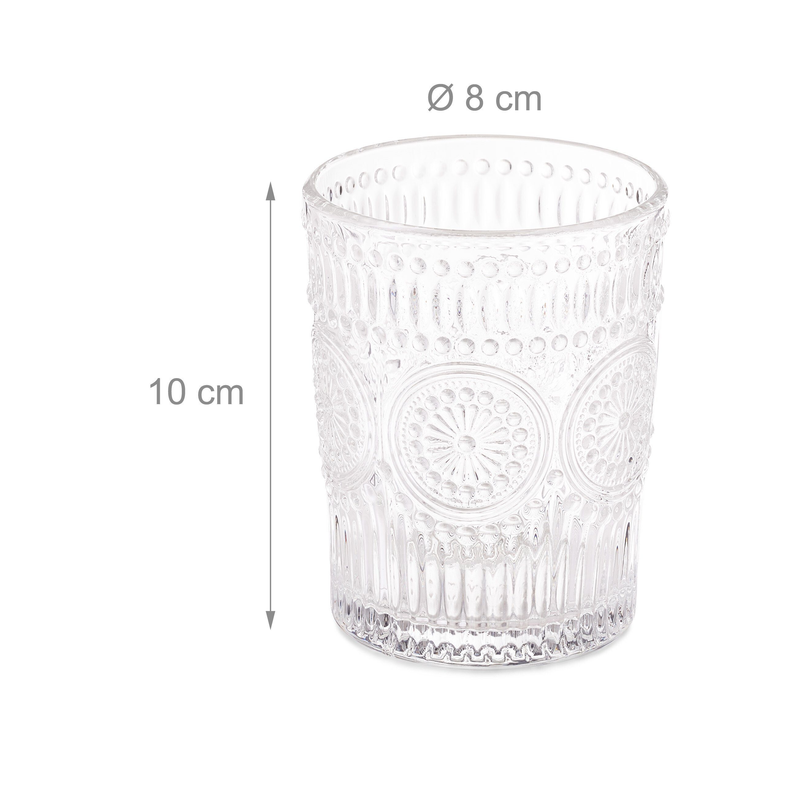 relaxdays Gläser-Set Vintage Trinkgläser 4er Set 300 ml, 4-tlg., Glas – Bild 4 von 5
