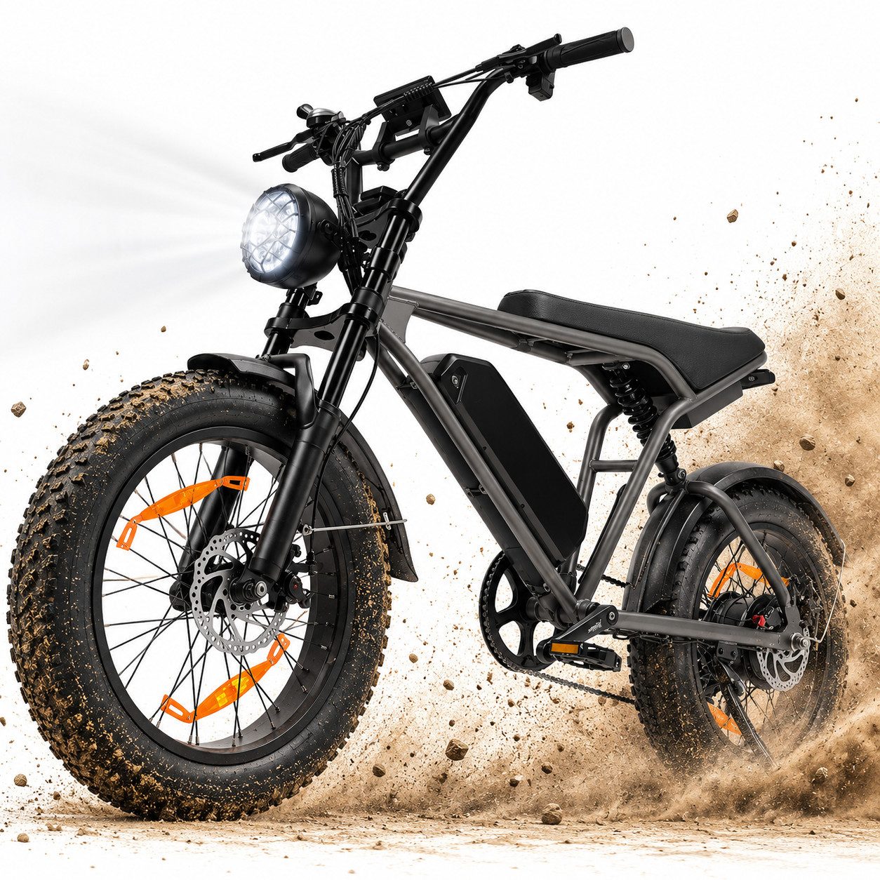 ELEKWHEELS E-Bike Mountainbike E‑Bike 20" x 4,0 Fat‑Reifen, 48V 15Ah Akku, 250W Heckmotor, 720Wh, 7 Gang Shimano, Kettenschaltung, Heckmotor, 720 Wh