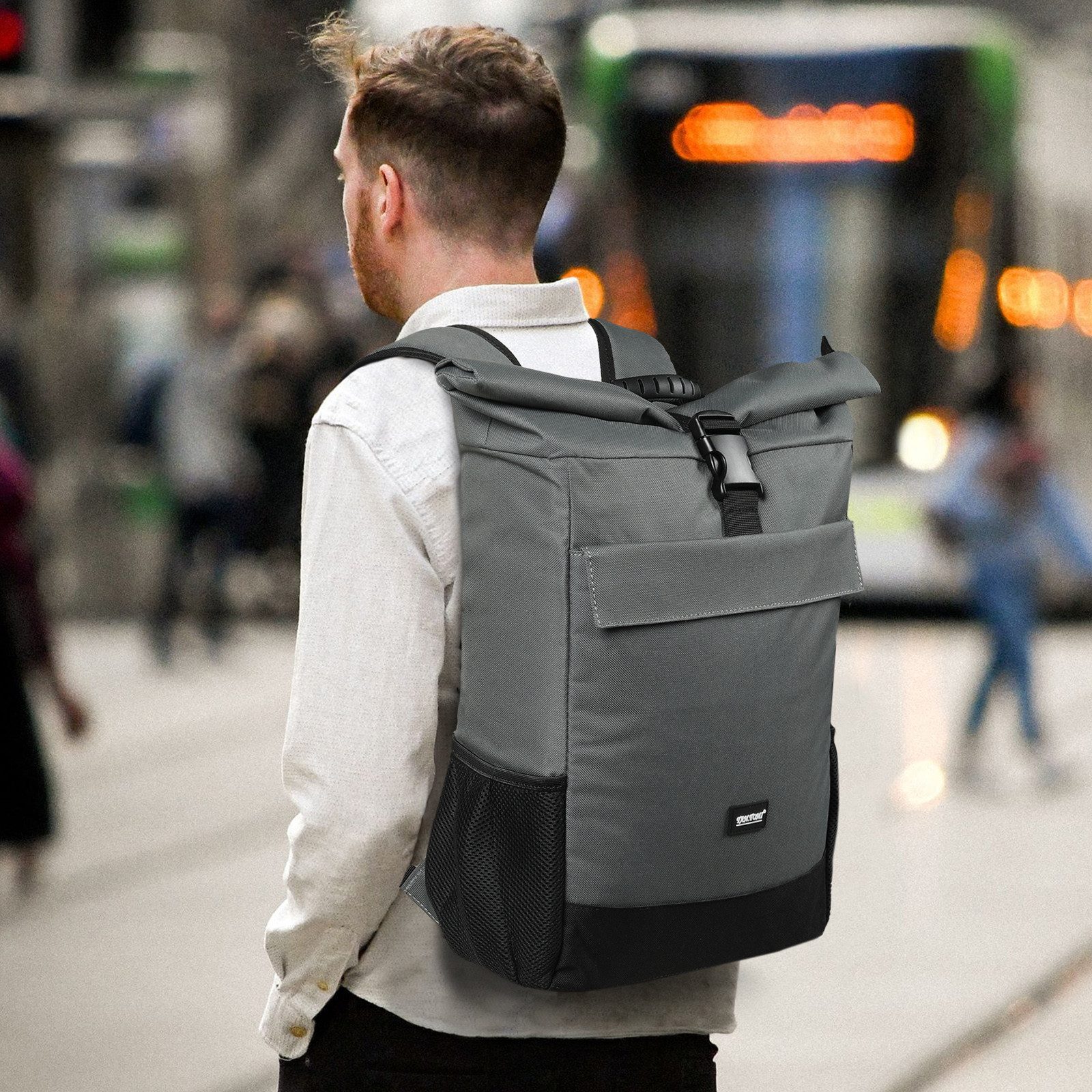TAN.TOMI Freizeitrucksack Rucksack Rolltop Backpack Wasserdicht Laptop Arbeitsrucksack, Für Schule Fahrradfahren Freizeit Reise