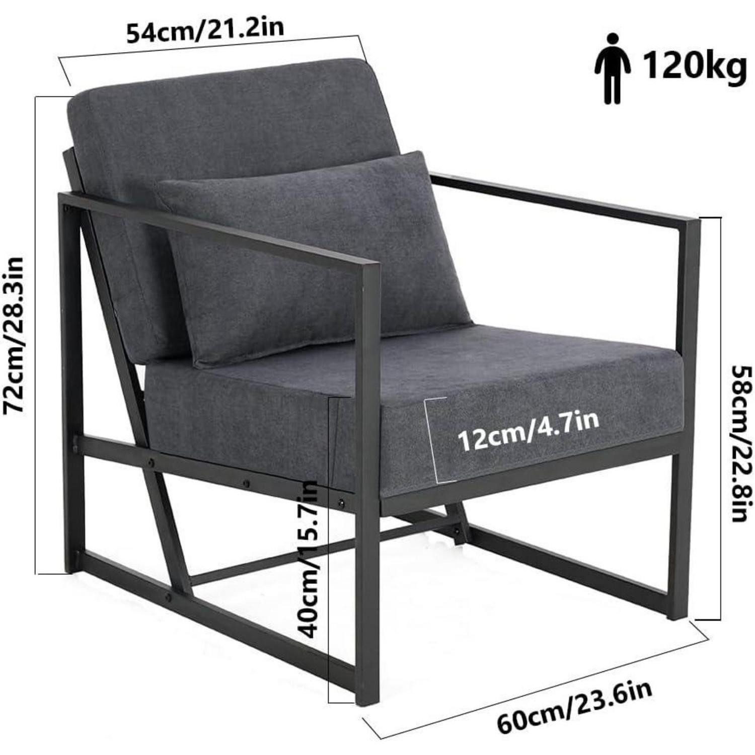 LuxusKollektion Cocktailsessel Sessel Polstersessel Cocktailsessel Eisengestell 1 Sitze Dunkelgrau