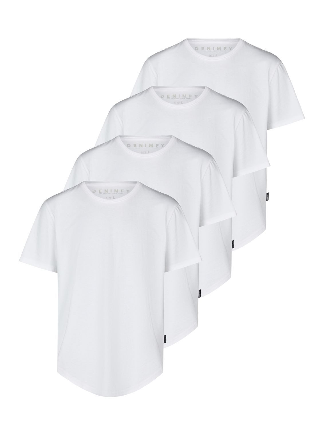 DENIMFY T-Shirt Herren Basicshirt DFPaco 4er Pack Regular Fit (Vorteilspack, 4-tlg) Kurzarm Tee Shirt mit Rundhalsausschnitt aus 100% Baumwolle