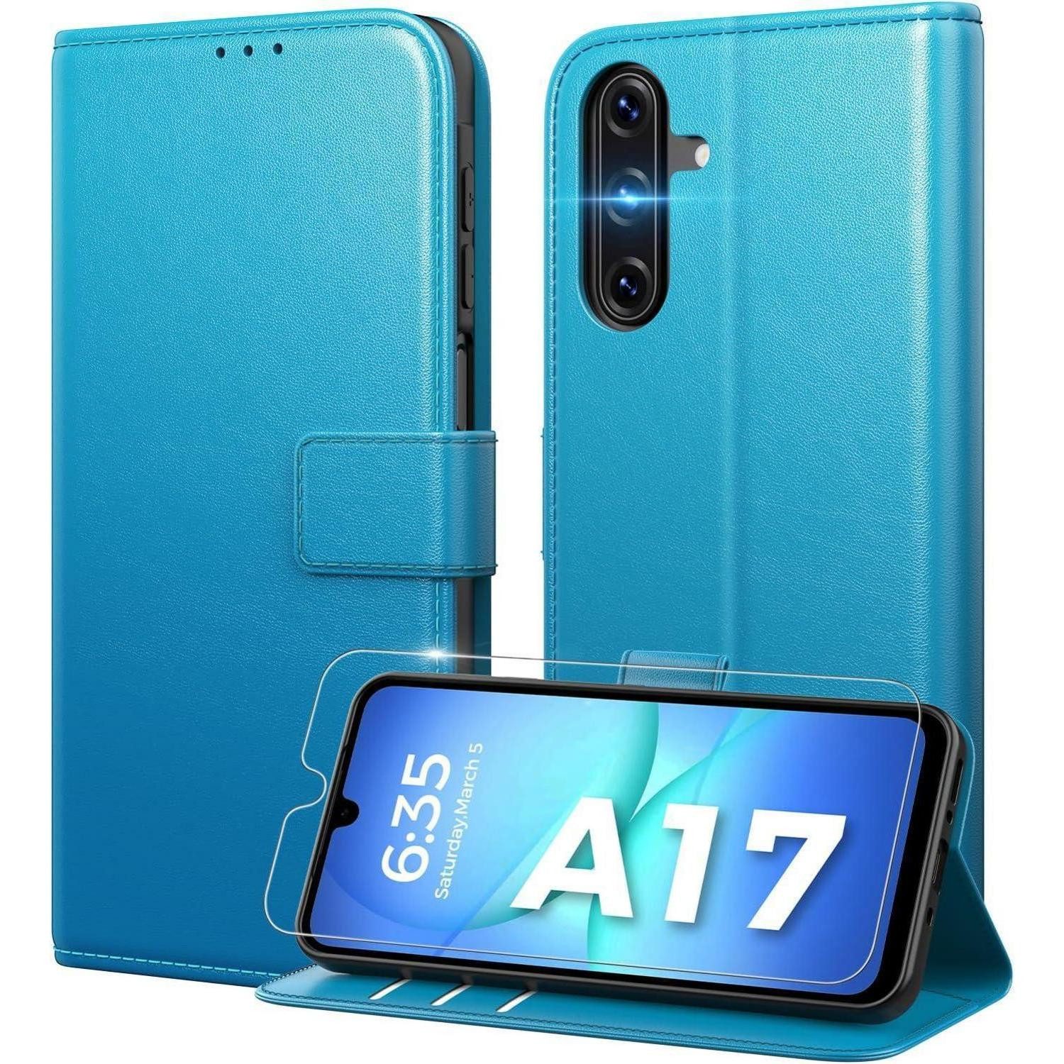 LuxusKollektion Flip Case Handyhülle A17 5G Klapphülle Samsung Galaxy A17 Leuchtend Blau