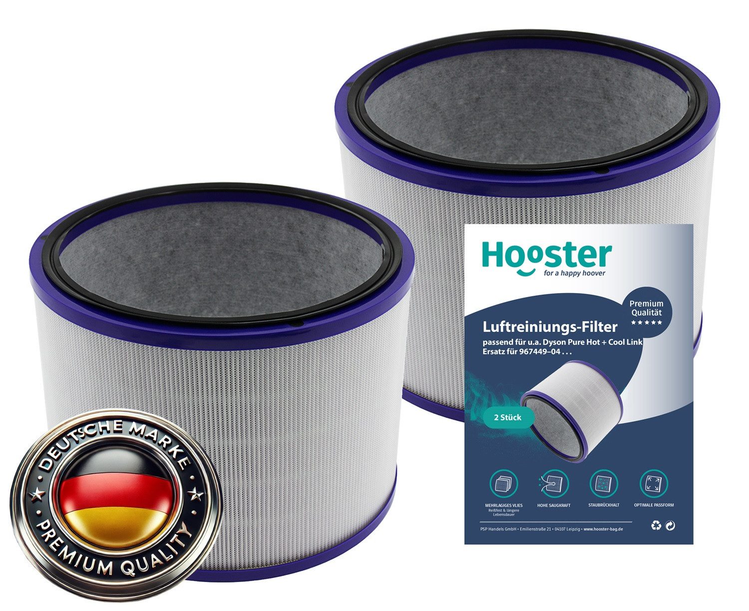 Hooster Luftfilter 2er-SET Filter passend für Dyson Pure Hot + Cool Link, kompatibel mit Dyson DP01 DP03 HP01 HP02 HP03, Ersatz für 967449–04