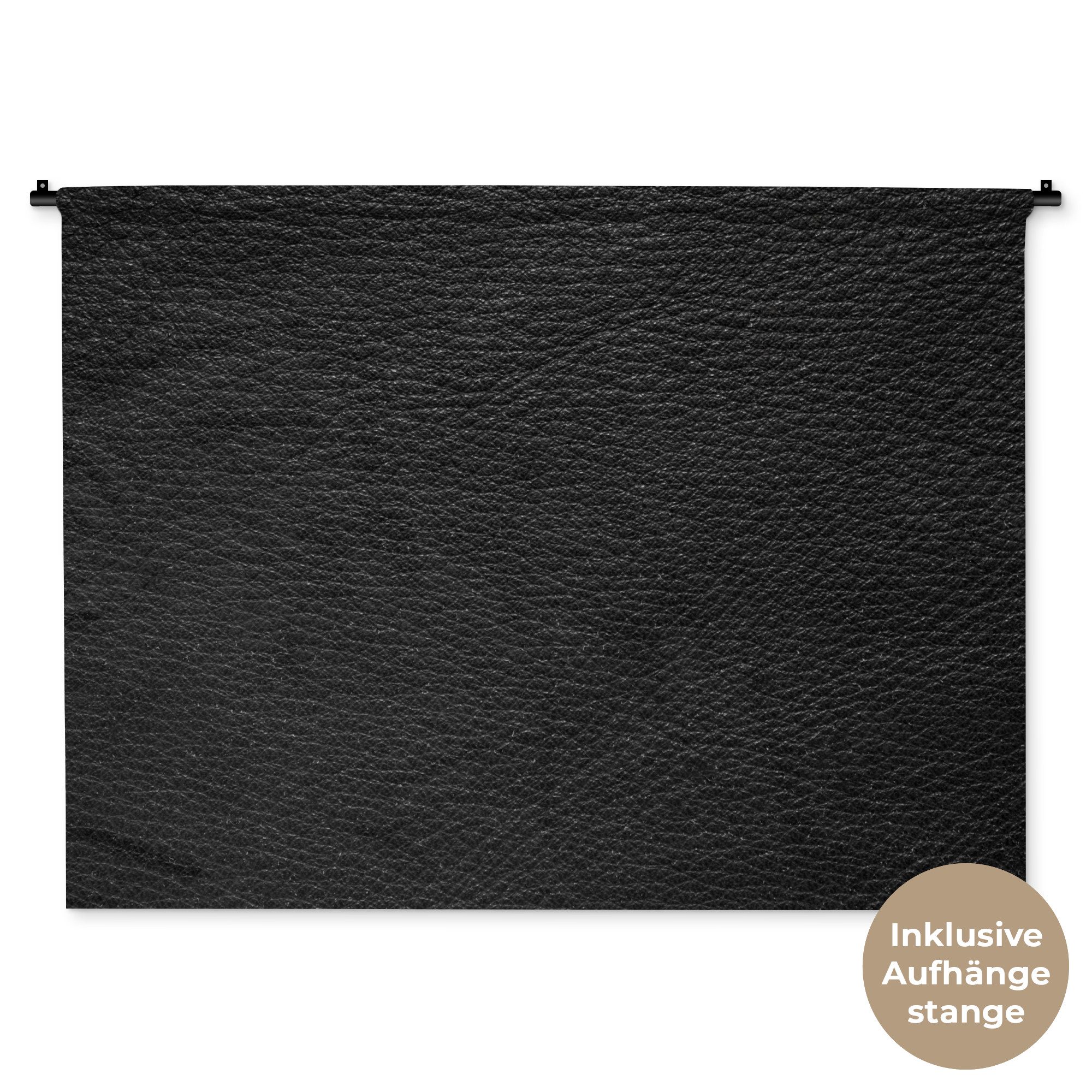 MuchoWow Wandteppich Leder - Lederoptik - Schwarz - Grau, Rechteckig, Höhe: 3 mm, Wanddeko Teppich Wohnzimmer, Schlafzimmer, 120x90 cm