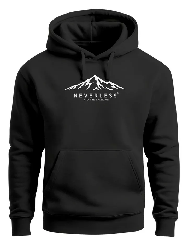 Neverless Hoodie Hoodie Herren Print Aufdruck Berge Mountain Grafik Print