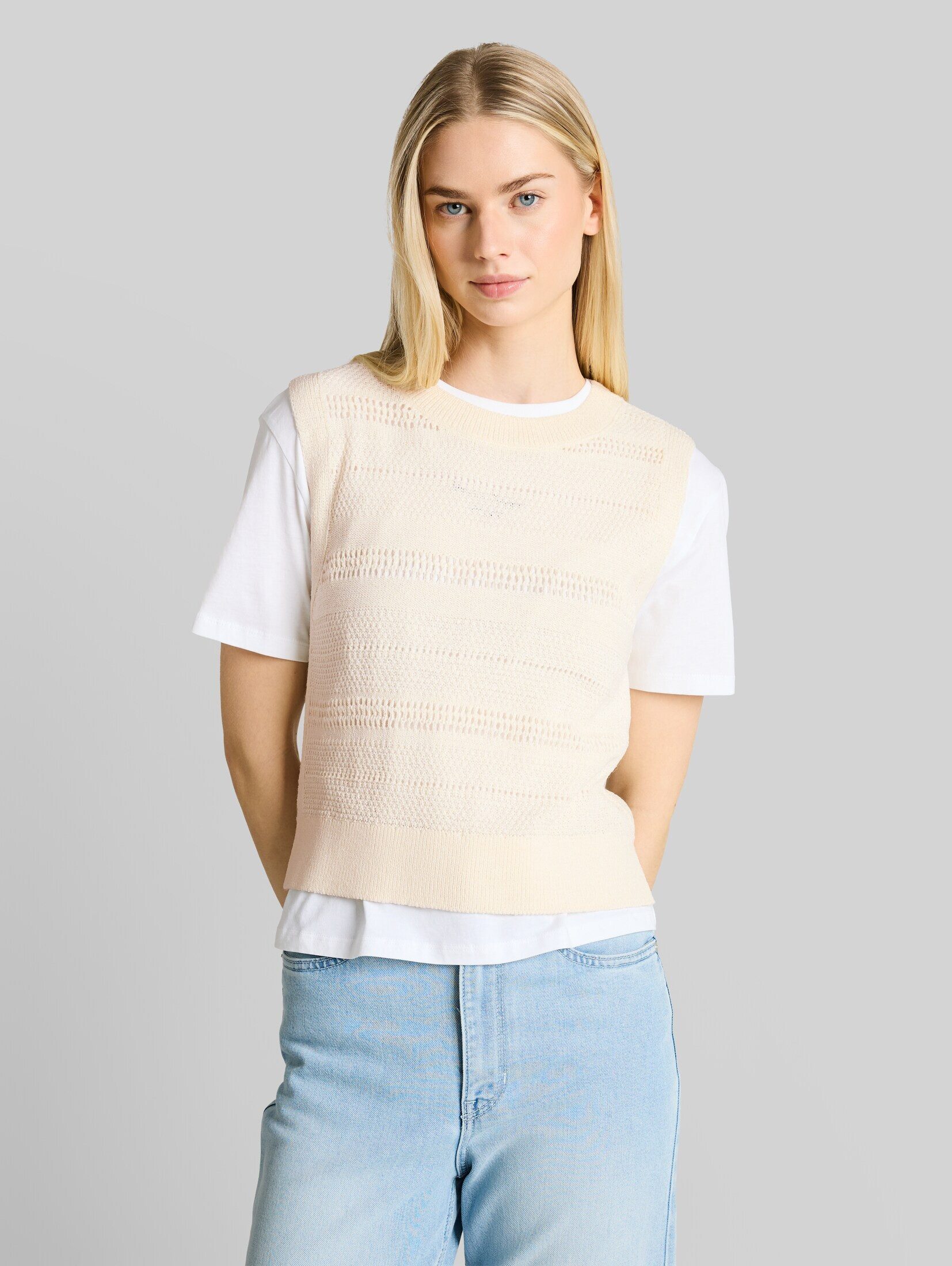 TOM TAILOR Denim Strickpullover Pullover & Strickjacken Pullunder mit Lochmuster