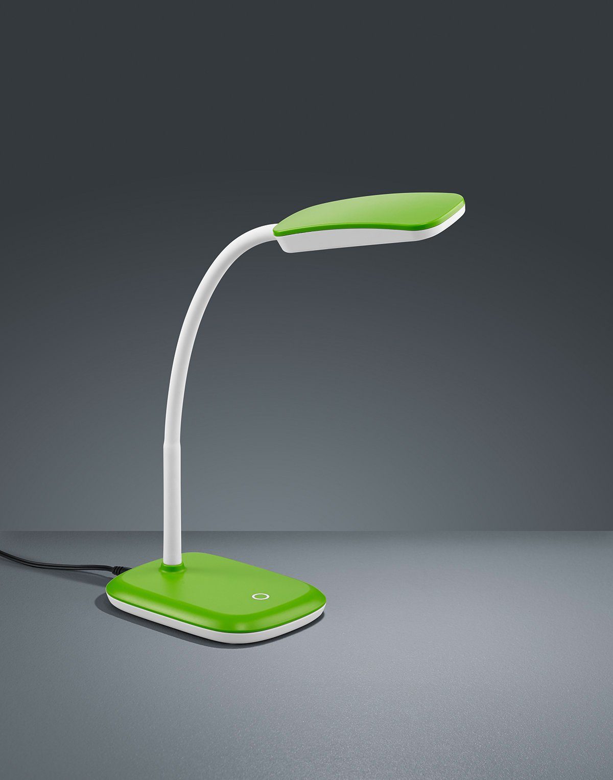 TRIO Leuchten LED Tischleuchte Boa, LED fest integriert, Warmweiß,  Schreibtischlampe, grün, Touch Dimmer, warmweiß, verstellbarer Flexarm