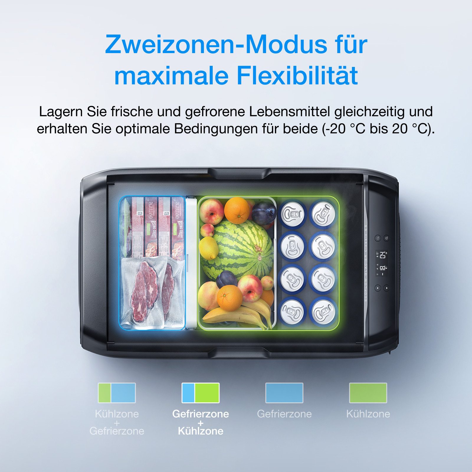 Ecoflow Kühlbox EcoFlow GLACIER Tragbare Kühl- und Gefrierbox, 35L / 45L / 55L, App-gesteuerter Kühlbox, für Camping, Roadtrips und Angeln