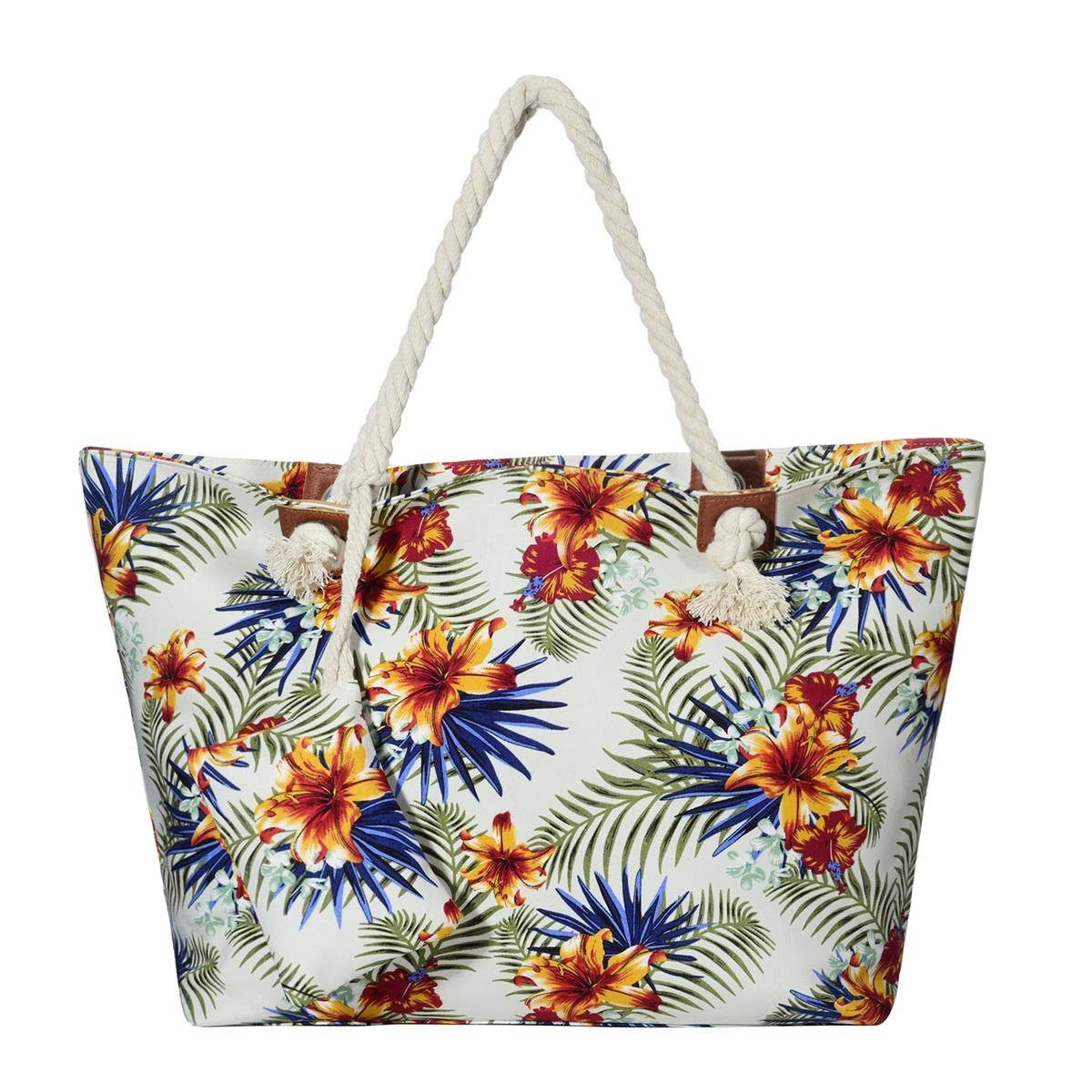 DonDon Strandtasche Shopper Schultertasche Beach Style (2-tlg), Große Strandtasche, mit Reißverschluss, tolle Motive tropical Life