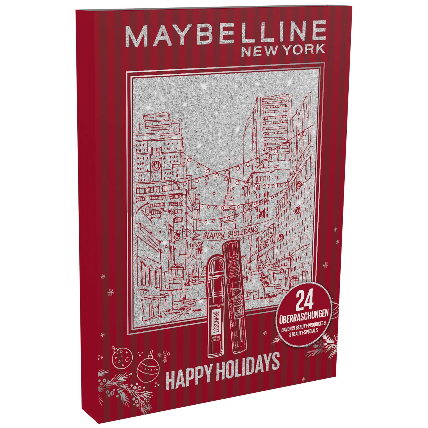 MAYBELLINE NEW YORK Adventskalender Maybelline New York Adventskalender 24-tlg. – Make-up & Nagel-Set (24-tlg), 24-tlg. Adventskalender 18 Originalprodukte Inkl. Garnier-Produkte