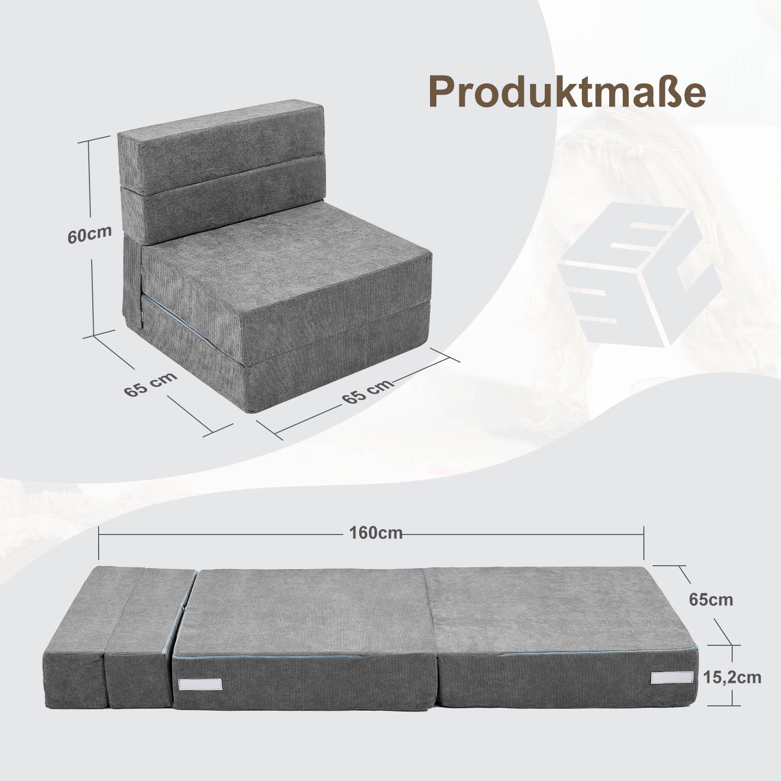 Klappmatratze 15,2 cm extra dicke klappbare Schlafsofa-Bodenmatratze für Ki günstig online kaufen