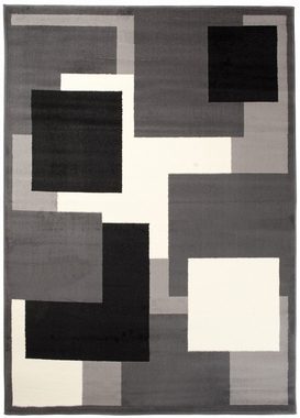 Designteppich Modern Teppich Kurzflor Wohnzimmerteppich Robust und pflegeleicht GRAU, Mazovia, 80 x 150 cm, Fußbodenheizung, Allergiker geeignet, Farbecht, Pflegeleicht, Geometrisch