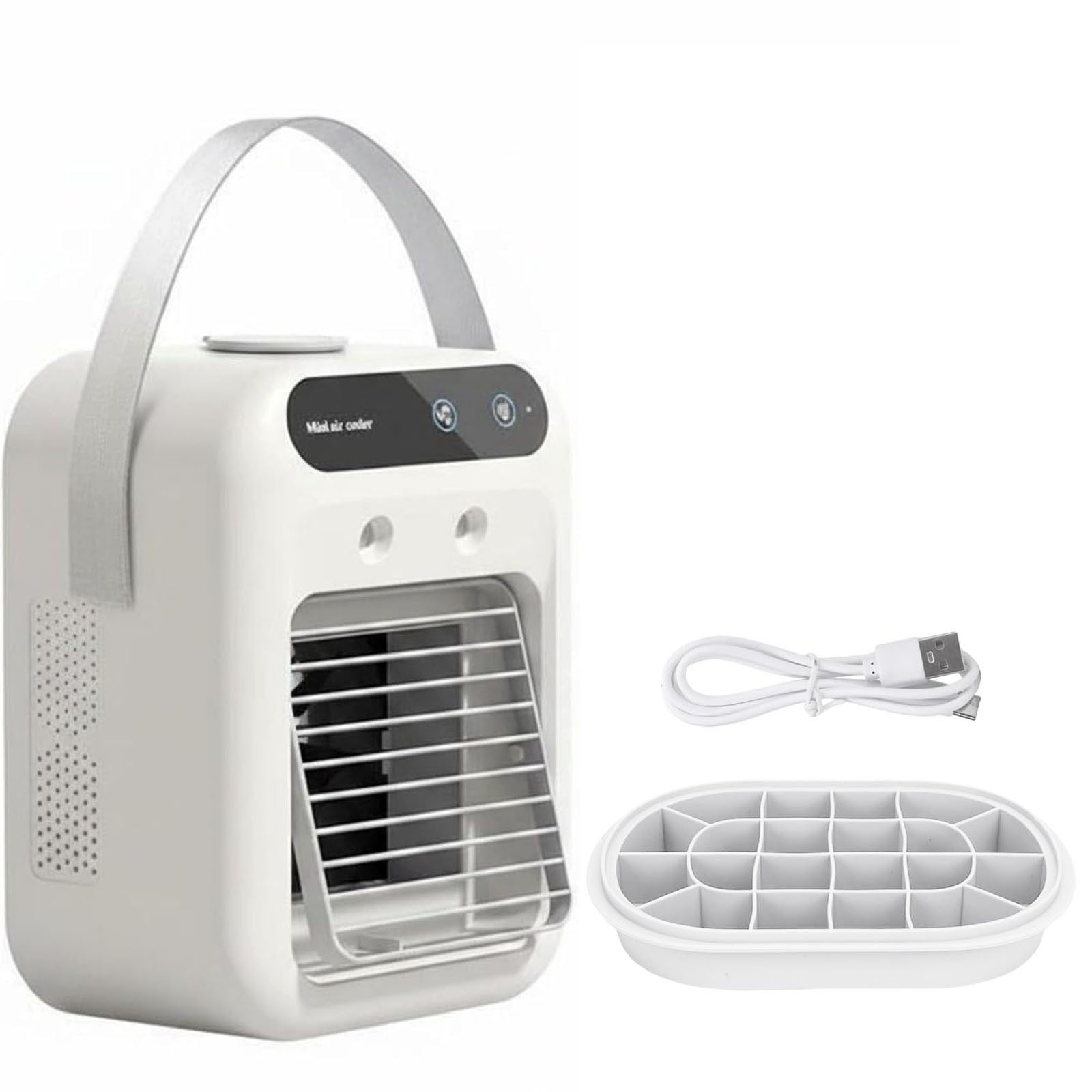 VIVIHEYDAY Ventilatorkombigerät 4-in-1 Mini Klimagerät USB Tragbar mit 500ml Tank, Mobiler, Luftkühler Klimaanlage, Wiederaufladbar oder per USB betrieben