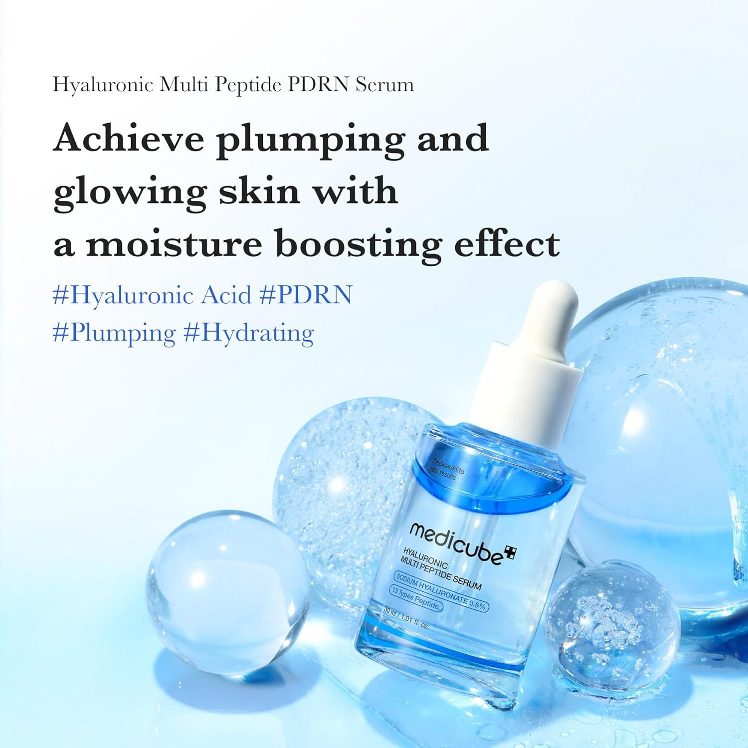 Medicube Gesichtsserum Hyaluronic Multi Peptide Serum 30 ml – intensive Hydration mit hochreiner Hyaluronsäure, PDRN und 13 Peptiden – K-Beauty Anti-Age Pflege, für glattere, prallere Haut – mit Niacinamide