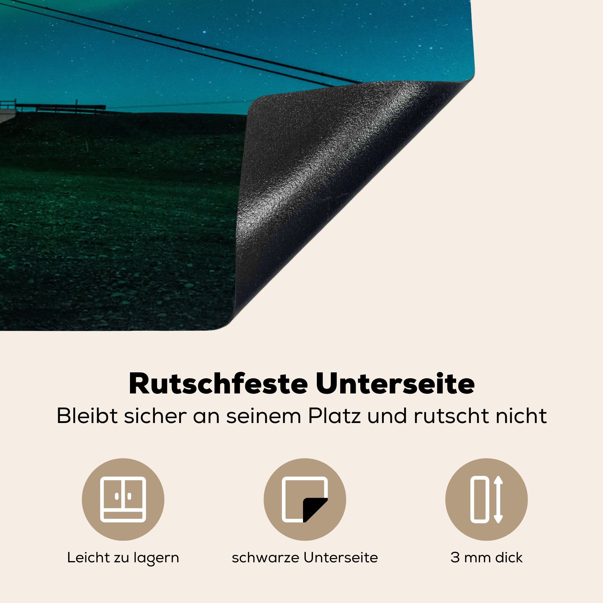 küche, Vinyl, Brücke für Nordlichter tlg), Island, cm, (1 MuchoWow Ceranfeldabdeckung 81x52 - die Schutz - Herdblende-/Abdeckplatte Induktionskochfeld