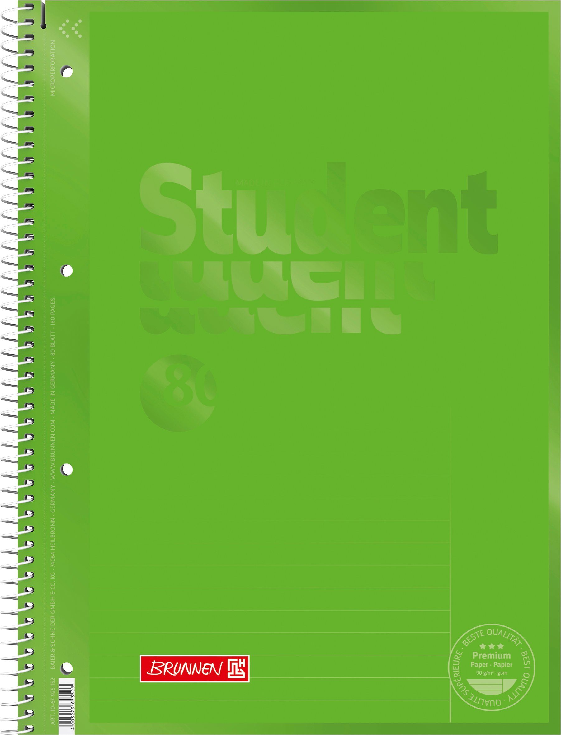 BRUNNEN Collegeblock Collegeblock Student Premium Colour Code A4 liniert mit Rand Lin. 25 D