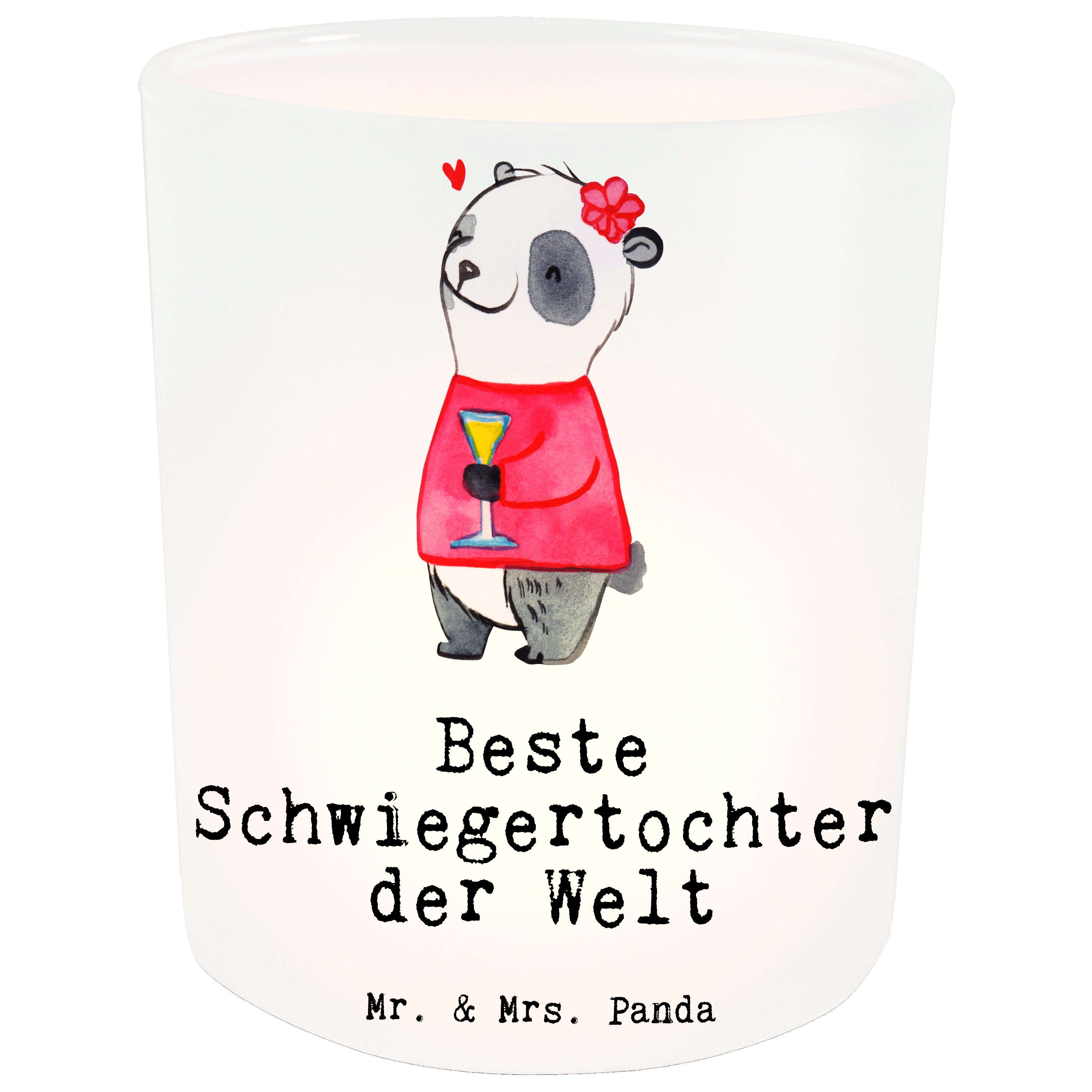 Mr. & Mrs. Welt Geschenk, St) Schwiegertochter Windlicht Windl - Transparent (1 Panda Panda - Beste der