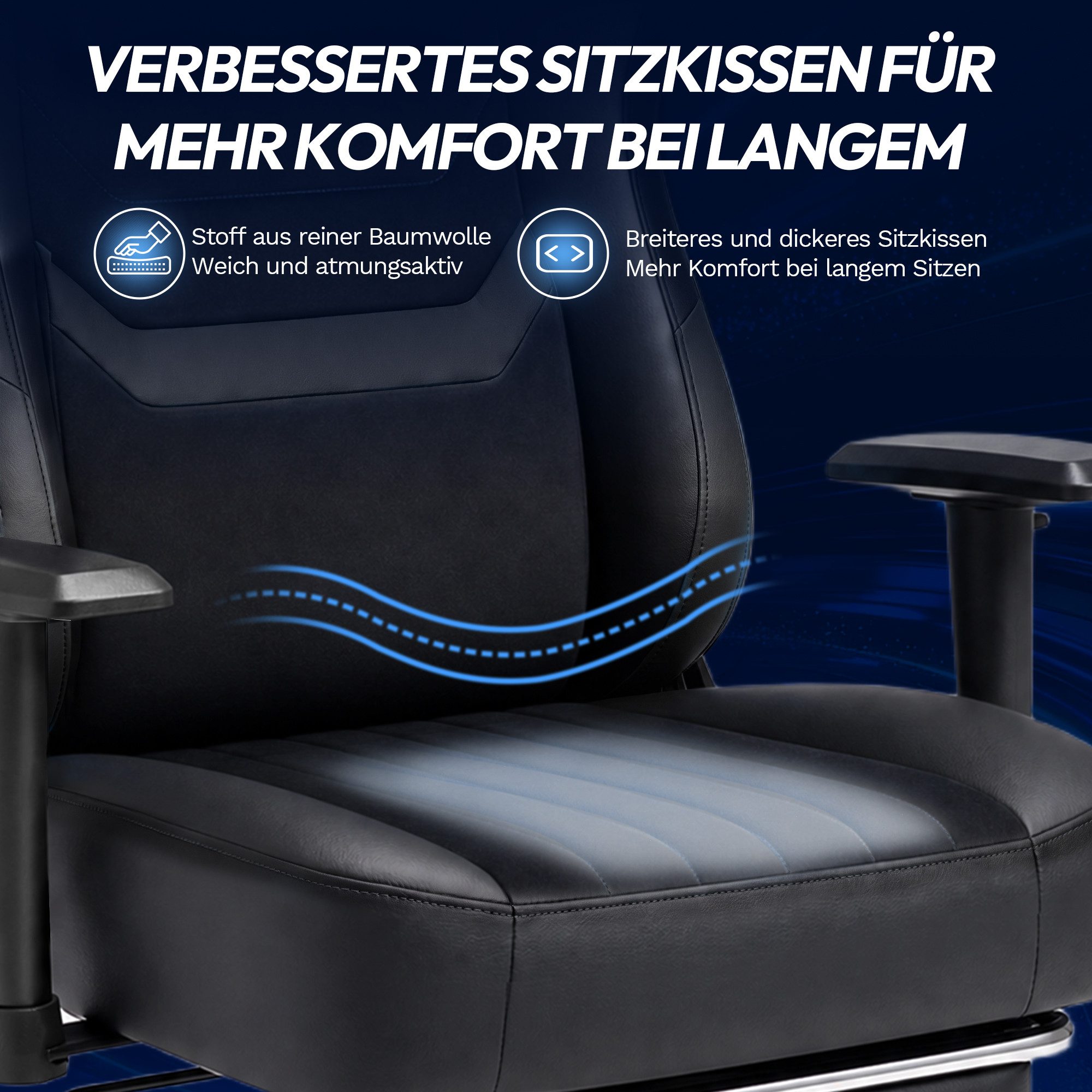 HOMALL Gaming-Stuhl 90-165° Neigung,breite Sitzfläche,kratzfester Samt,gaming stuhl 200kg