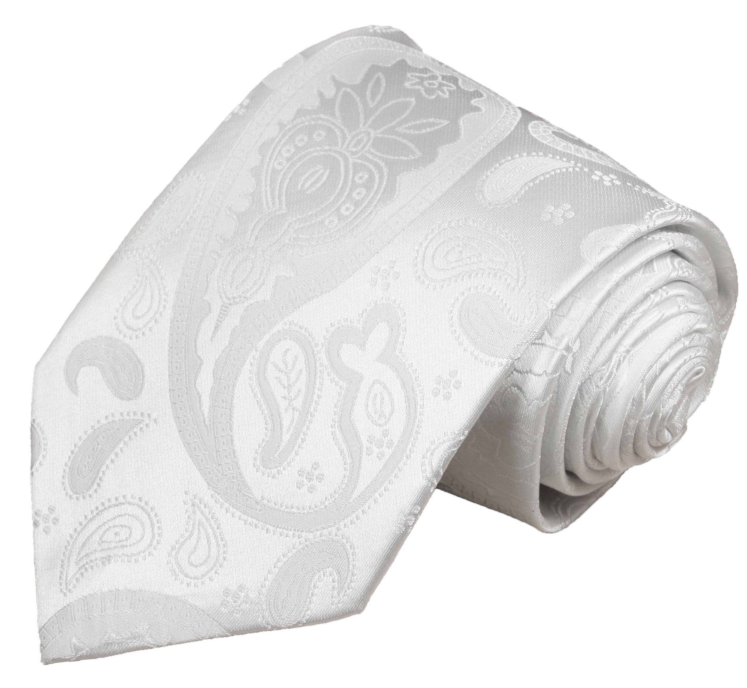 Schmal (6cm), weiß - Krawatte paisley V17 Mikrofaser - Herren Hochzeitskrawatte Paul Malone Bräutigam
