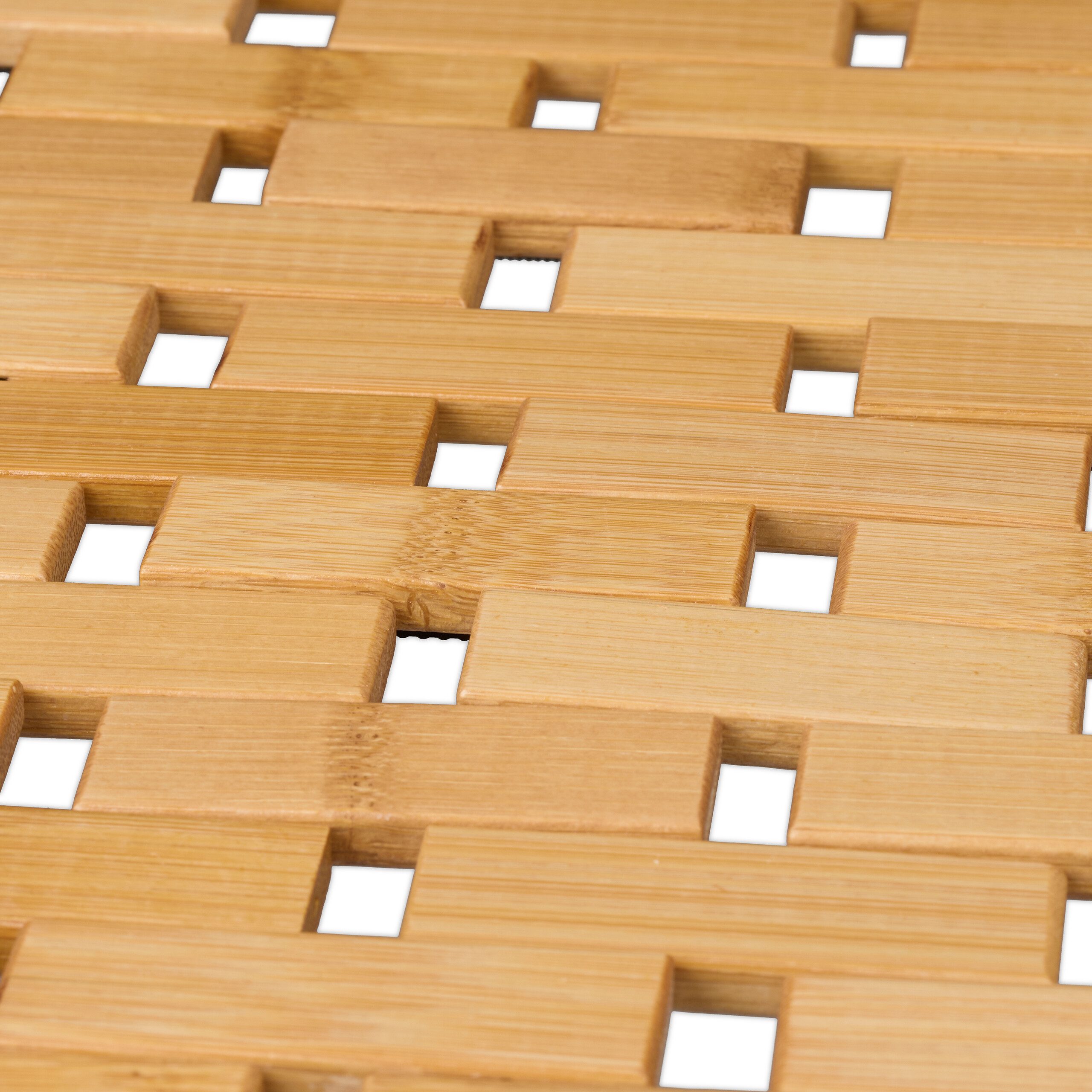 relaxdays Badematte Badvorleger aus Bambus, Höhe 10 mm, platzsparend aufbewahrbar, Bambus, rechteckig